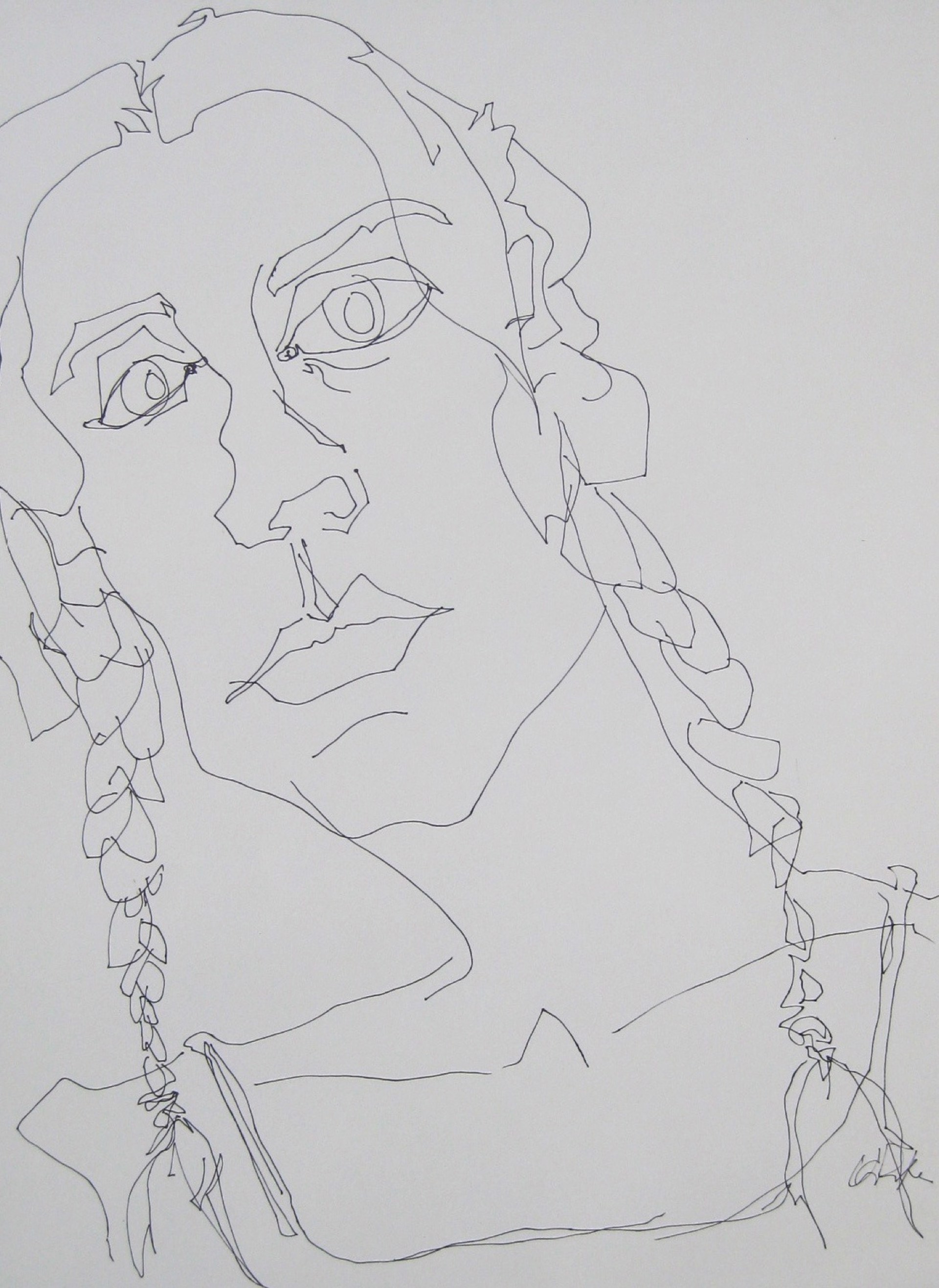 Self-Portrait with Slanted Braids by Rachael Van Dyke