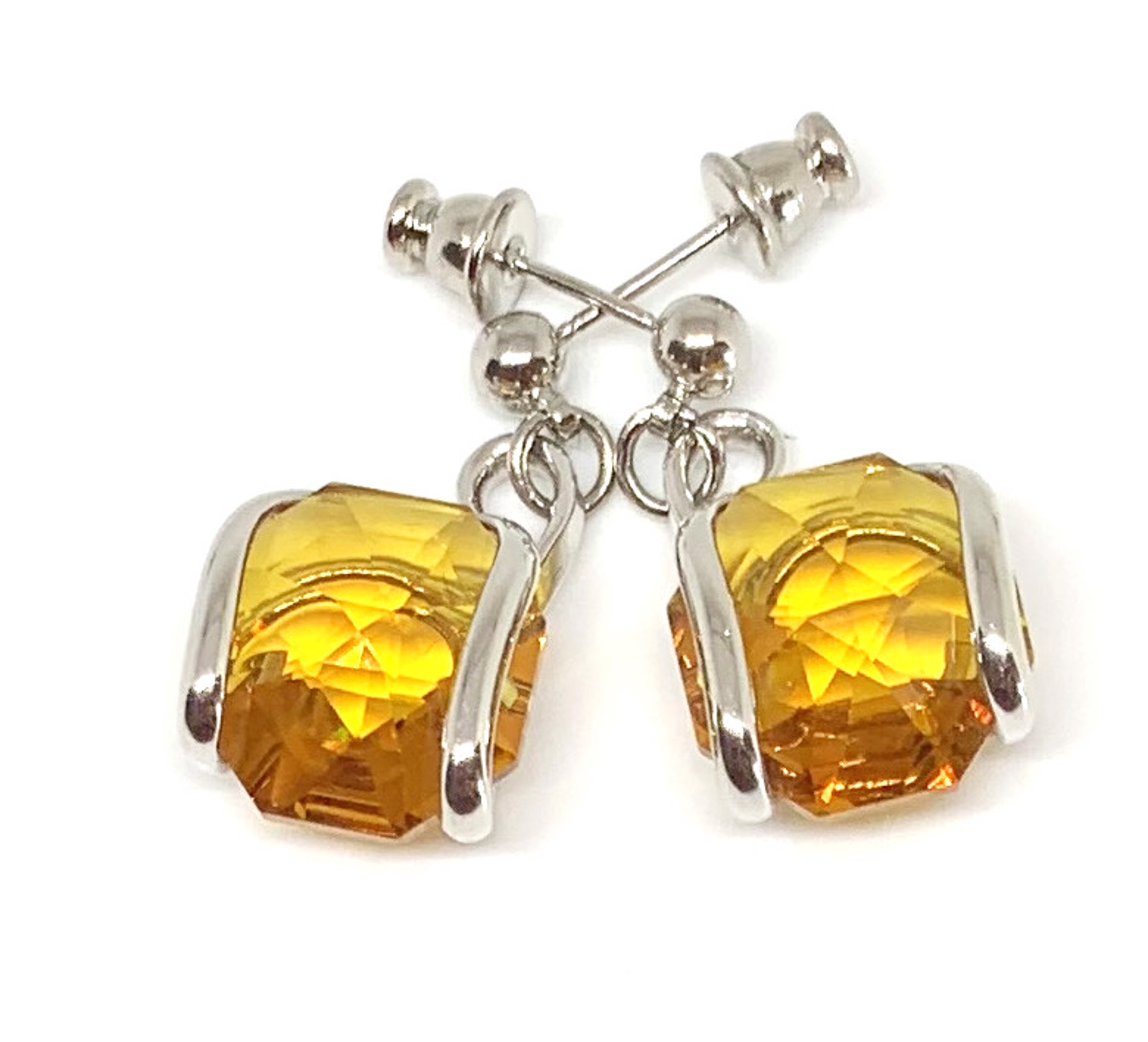 Topaz Swarovski Crystal Earrings - Handmade Triple Rhodium Plated by Monique Touber