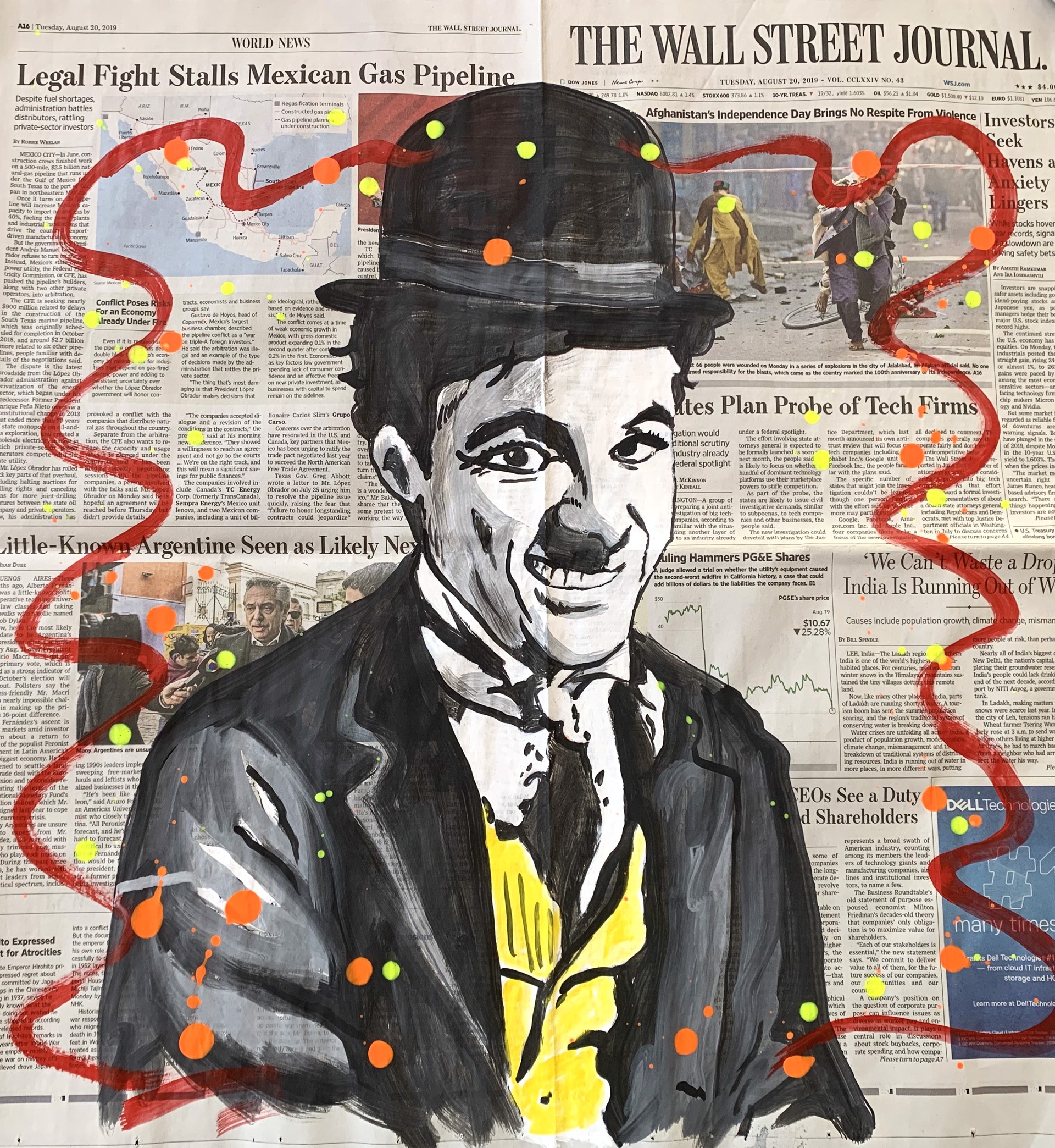 WSJ Series Charlie Chaplin by WSJ Series on Newspaper by Elena Bulatova