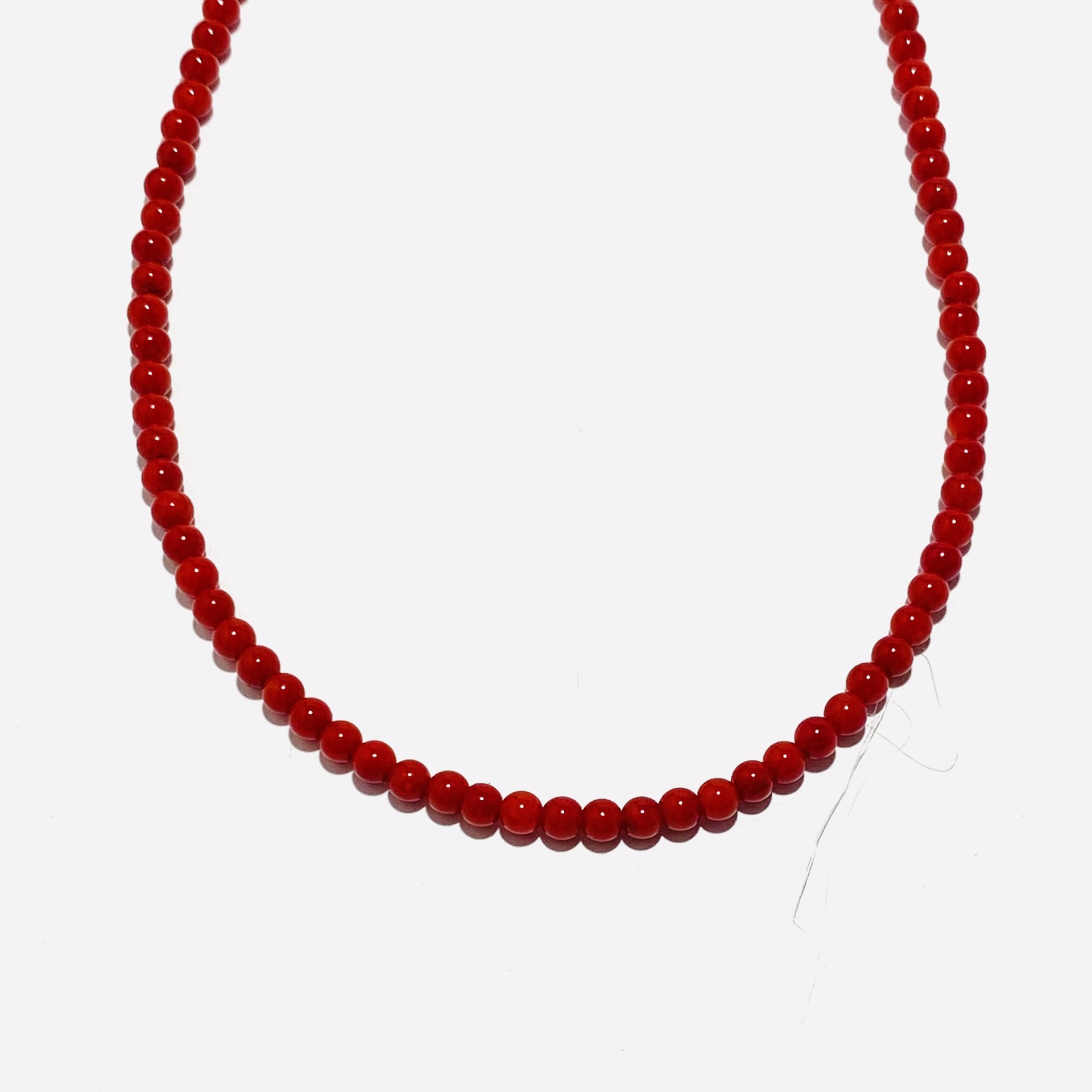 Red Coral Bead Strand Necklace by Nance Trueworthy