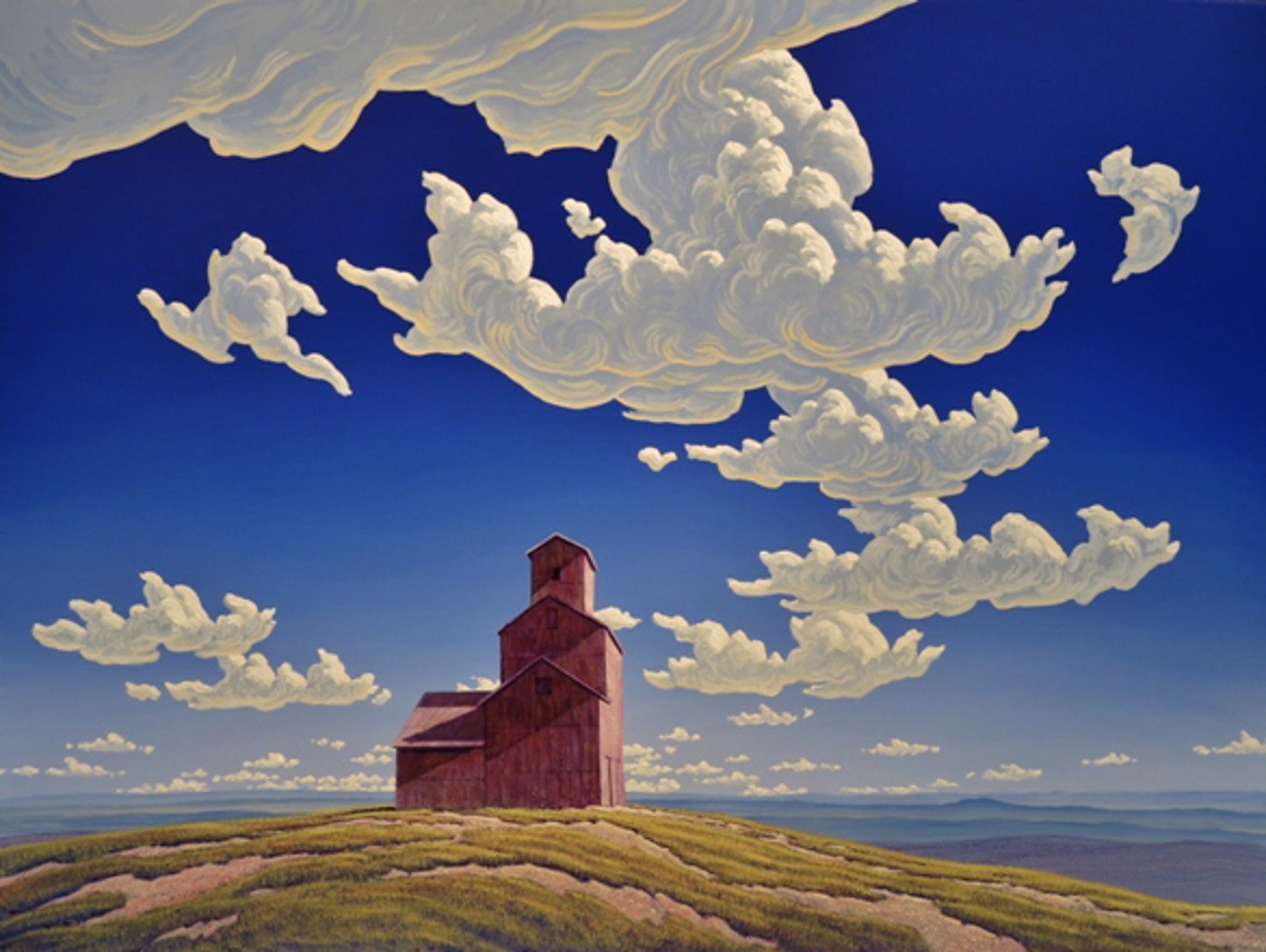 Clouds with Grain Elevator by Phil Epp