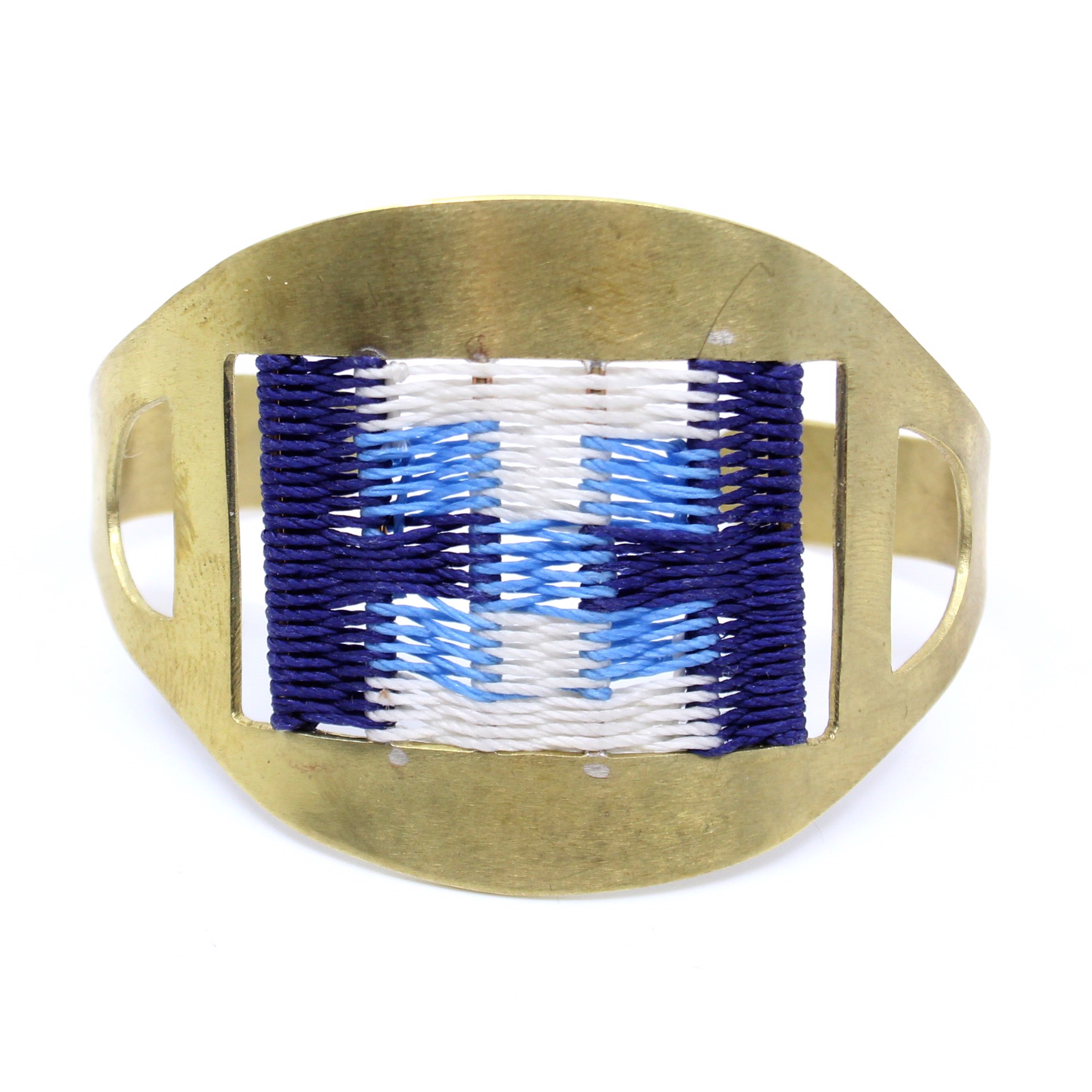 Woven Cuff (blue, white, navy) by Flag Mountain Jewelry