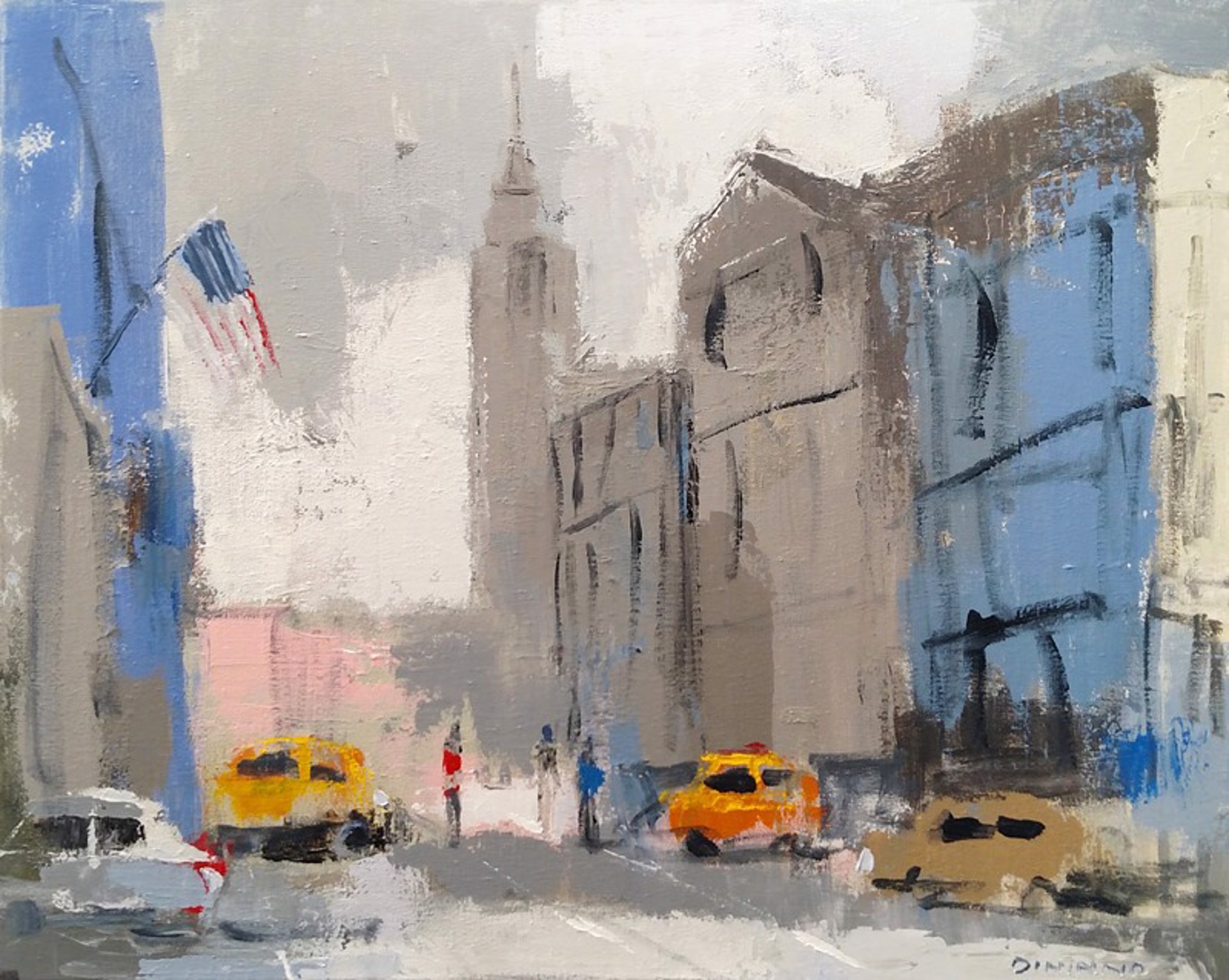 NYC Street with Flag by Steve Dininno