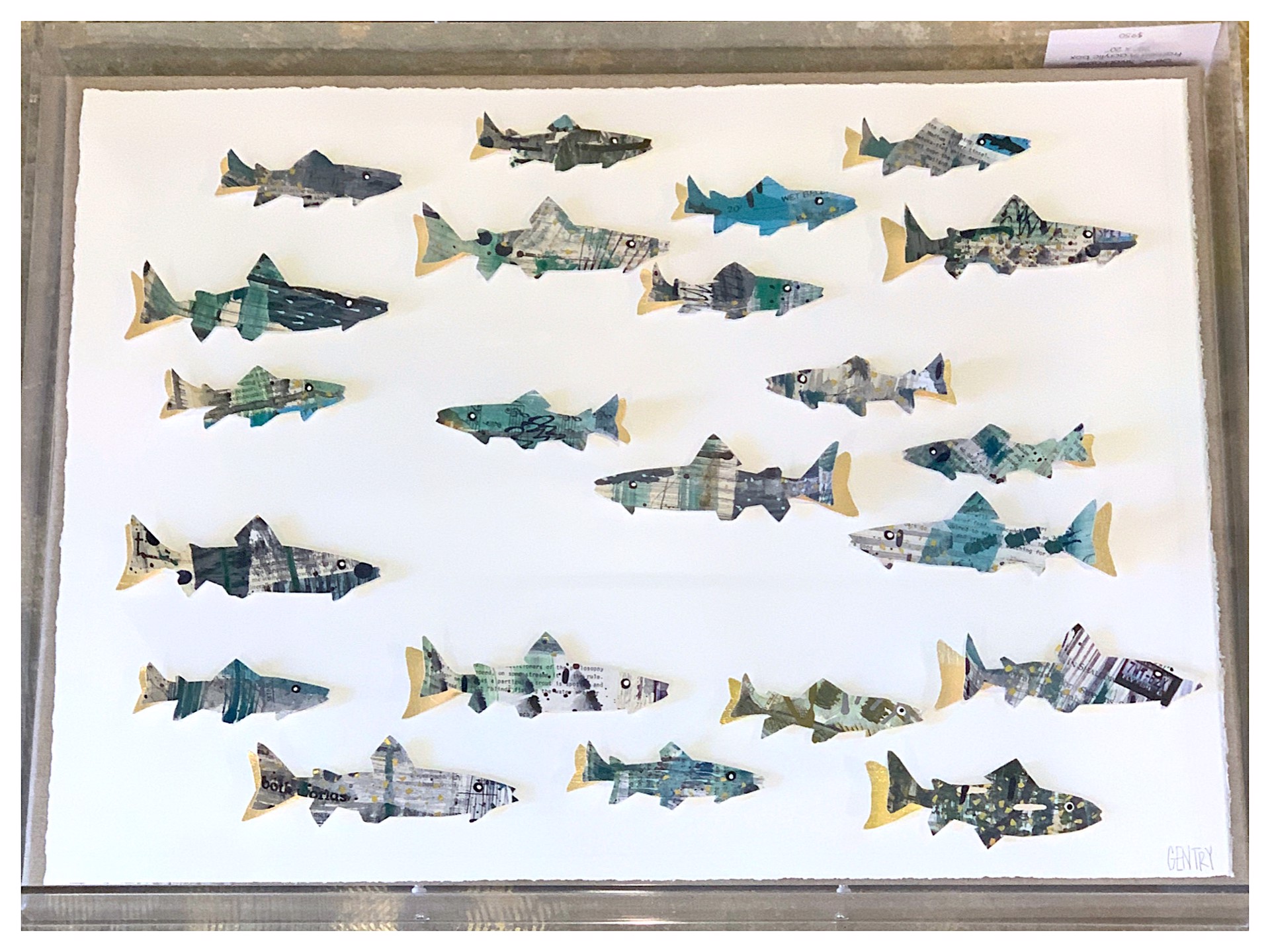 Fish Collage in Blues and Greens by Sarah Gentry