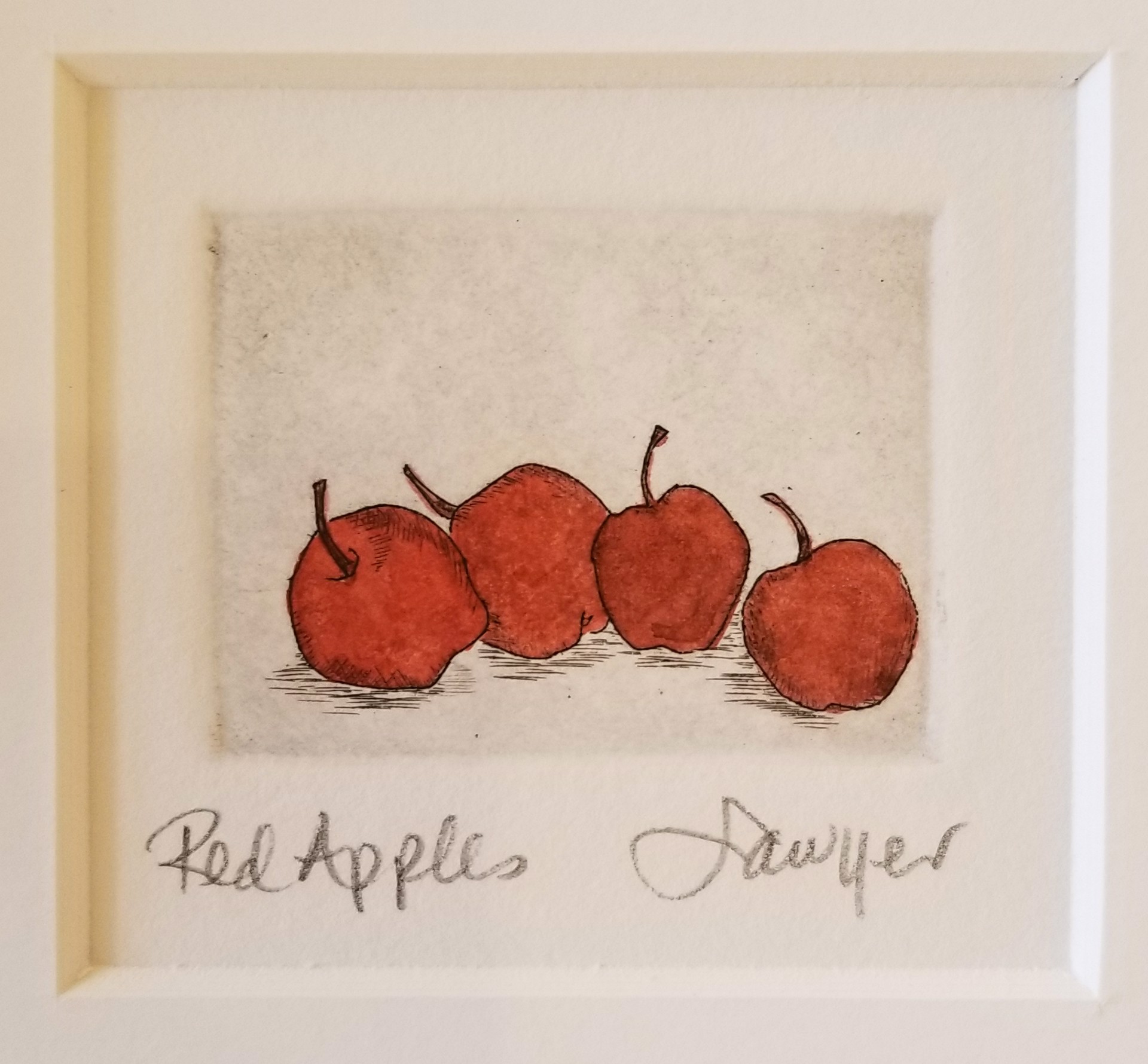 Red Apples on a Plate (unframed) by Anne Sawyer