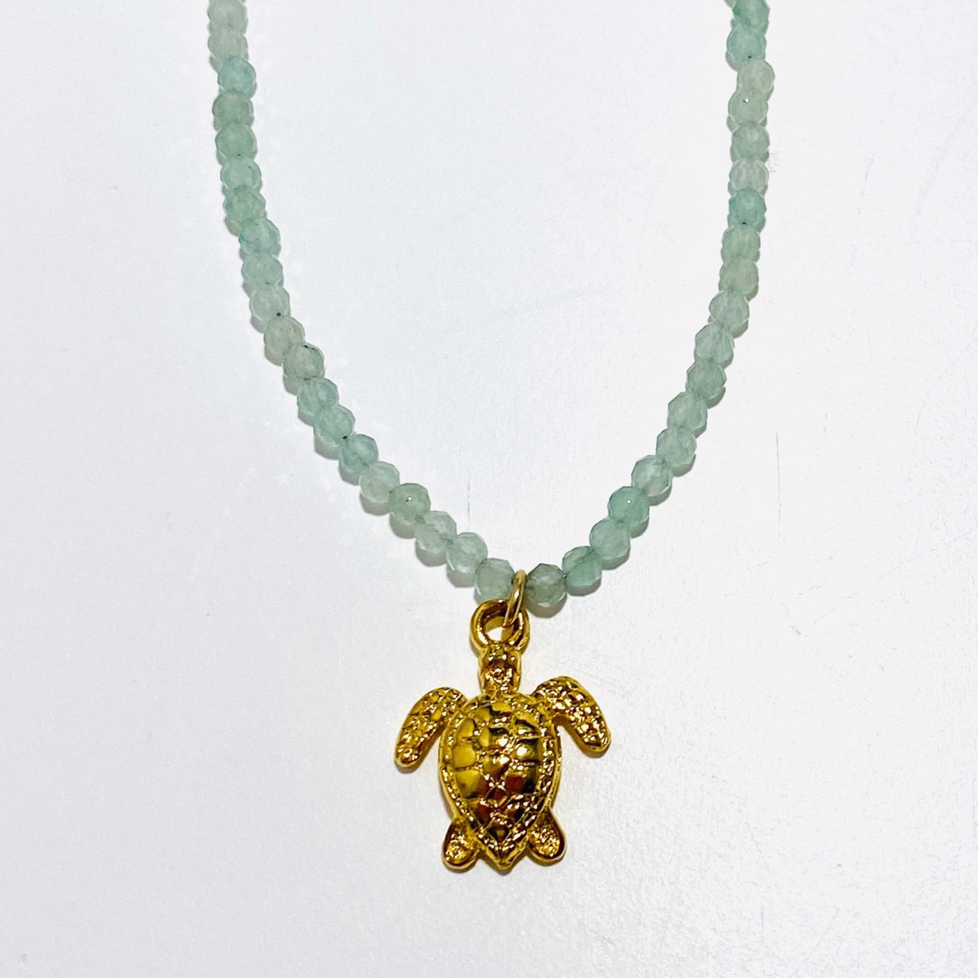 Tiny Prenite Vermeil Turtle Necklace by Nance Trueworthy