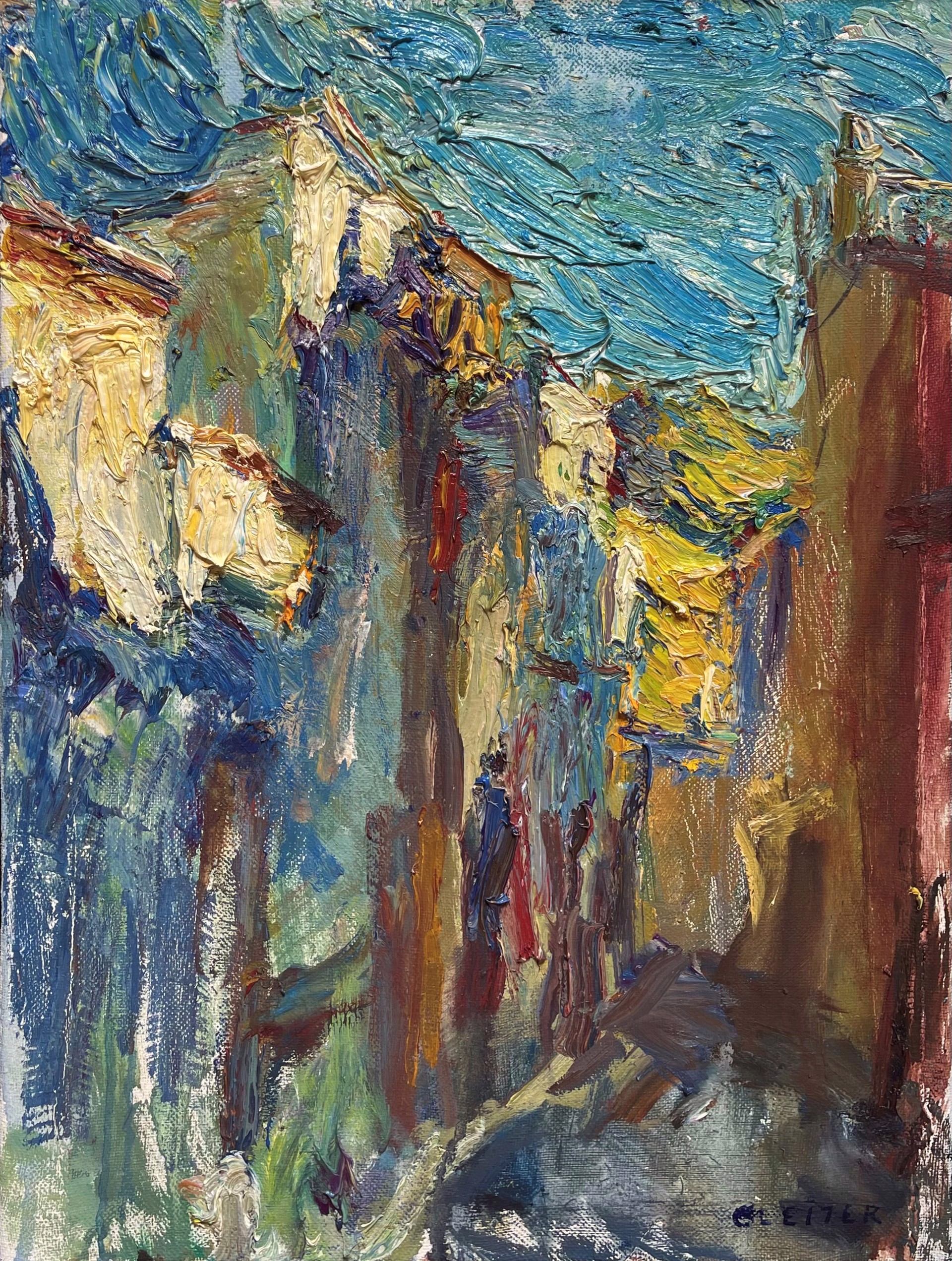 "Street in Spain" original oil painting by Ulrich Gleiter