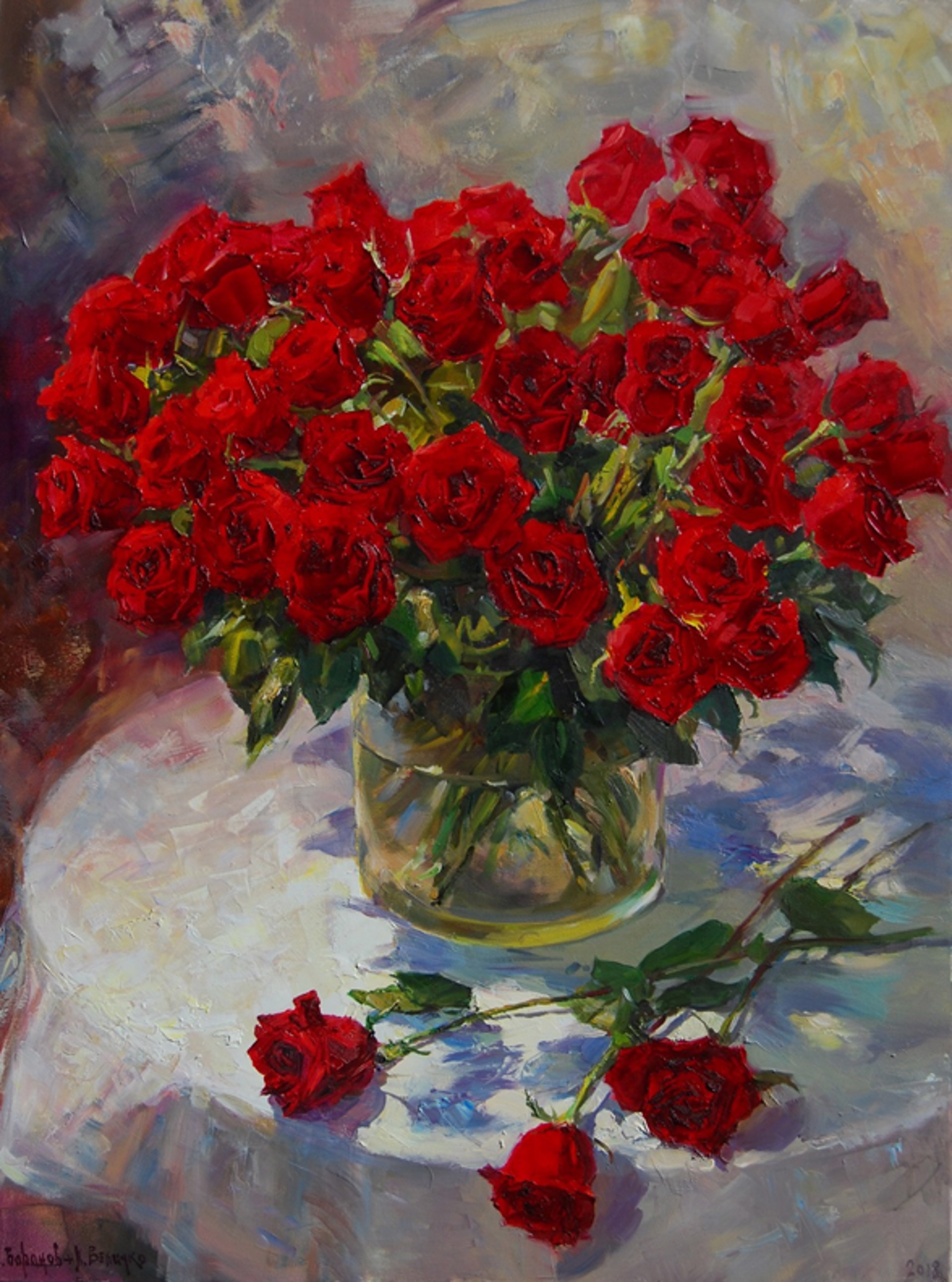 Fifty Four Deep Red Roses by Evgeny & Lydia Baranov