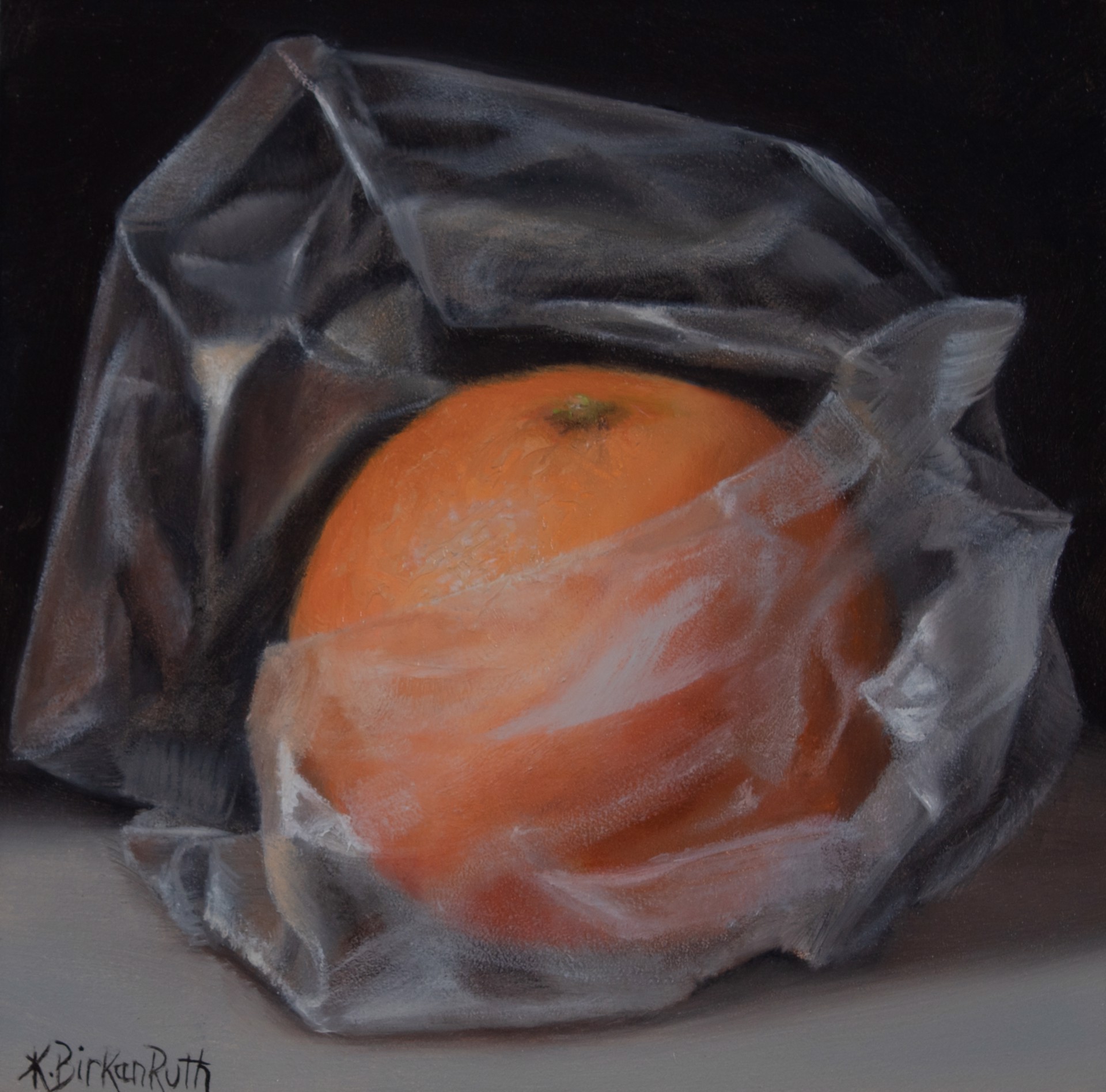 Orange Wrapped in Plastic by Kelly Birkenruth