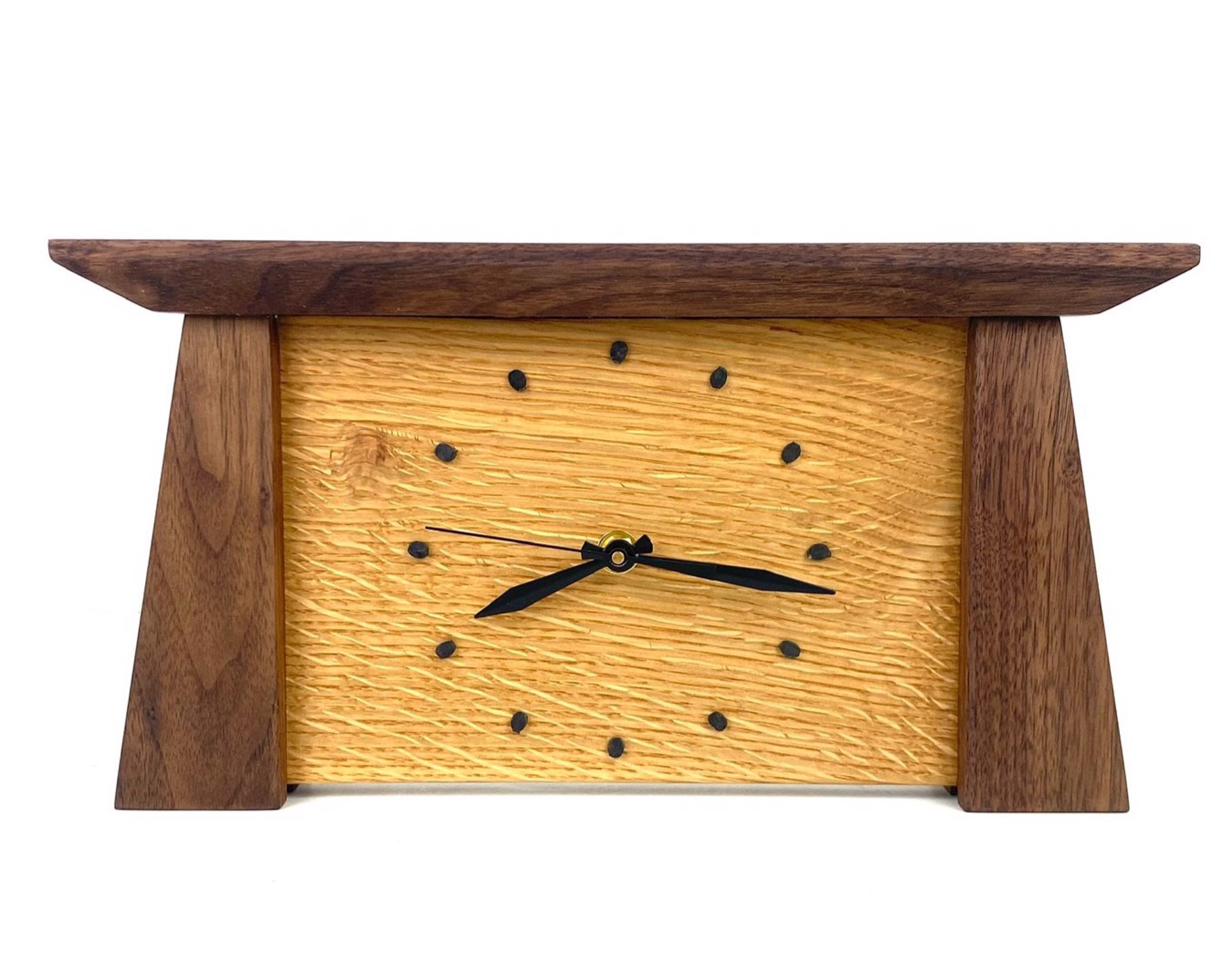 Prairie Mantel Clock in Walnut and Oak by Sabbath Day Woods