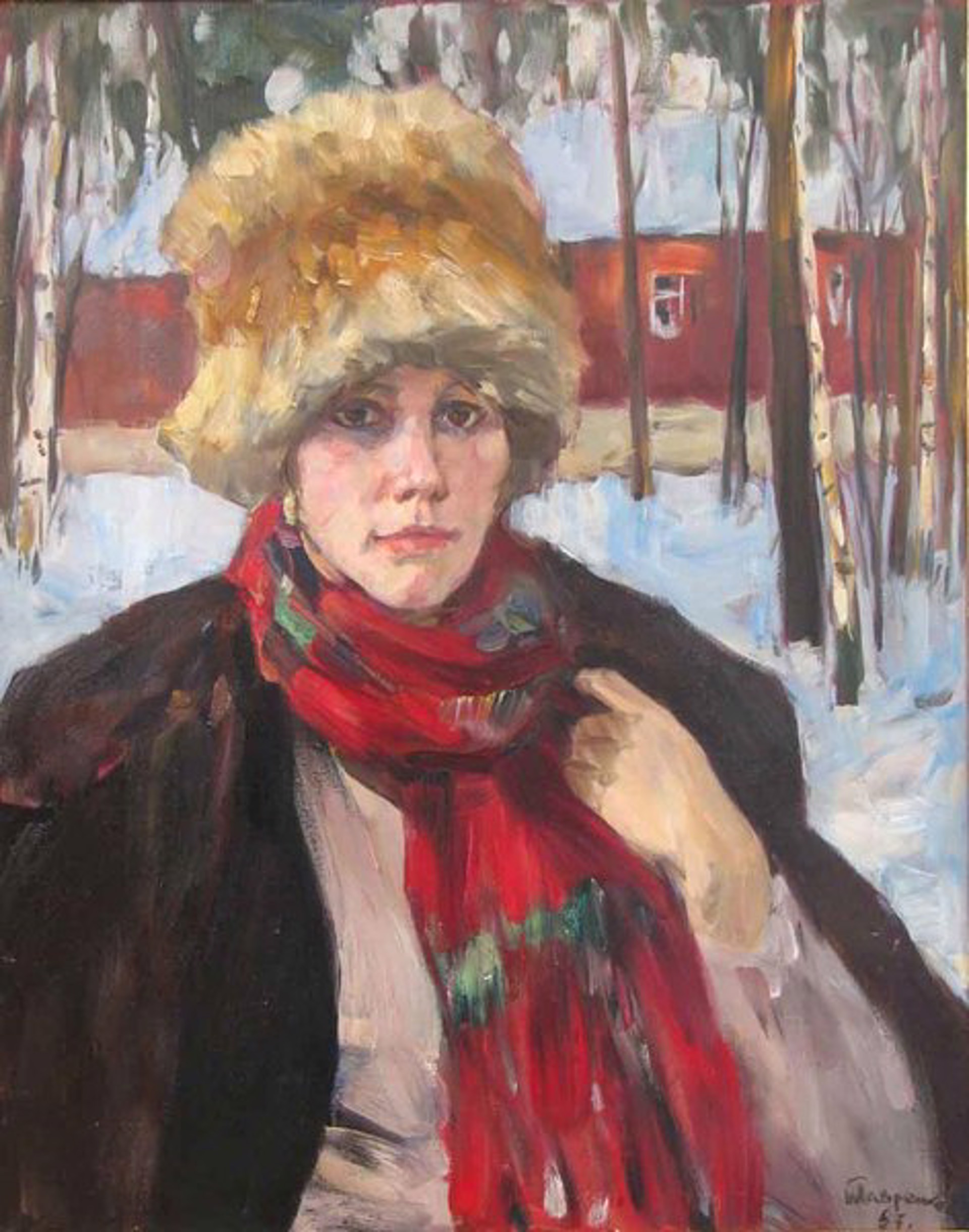 Girl In Fur Hat by Boris Lavrenko