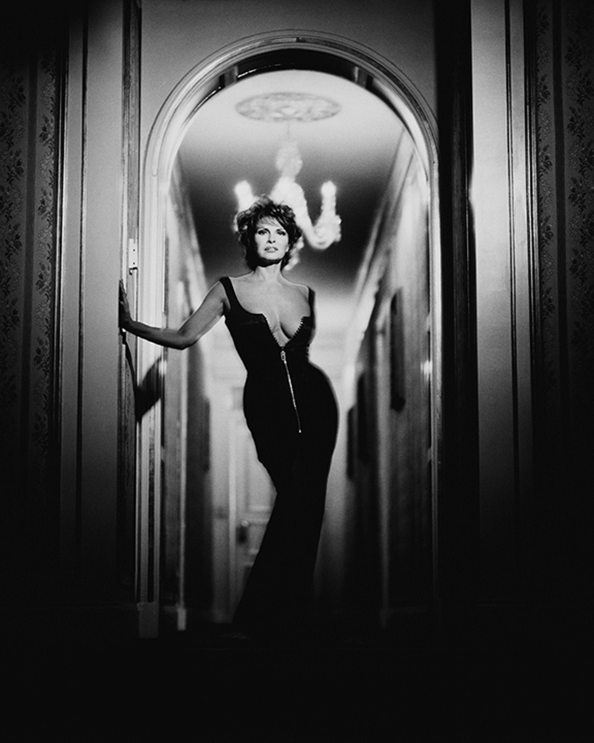 96017 Raquel Welch Doorway BW by Timothy White