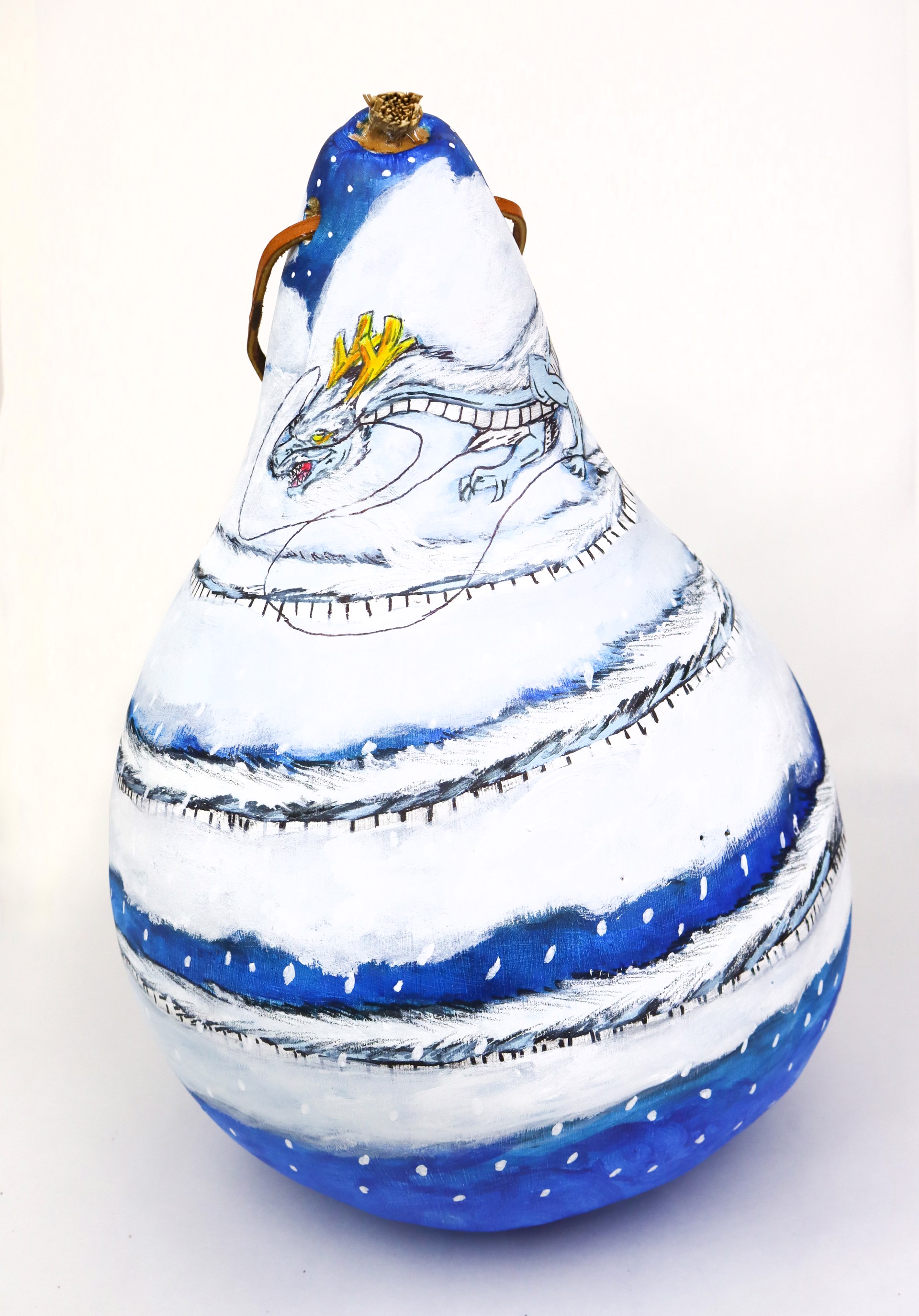 Christmas Dragon and the Winter Spiral (gourd birdhouse) by Jabari Cooper