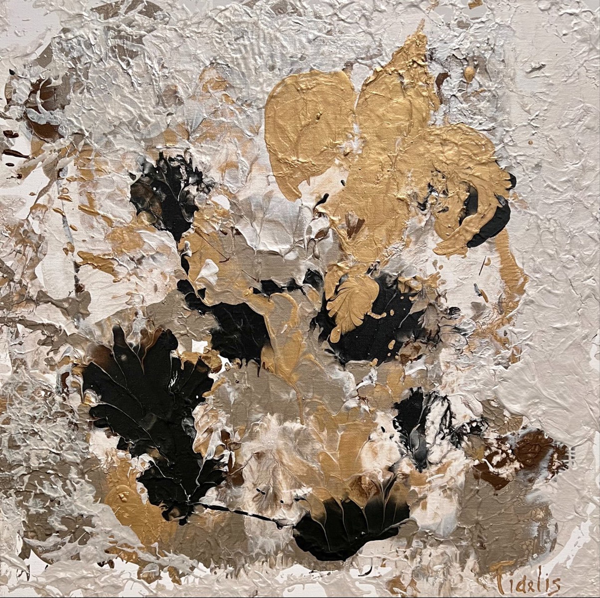 Les Fleurs, (gold metal frame) by Linda Fidelis