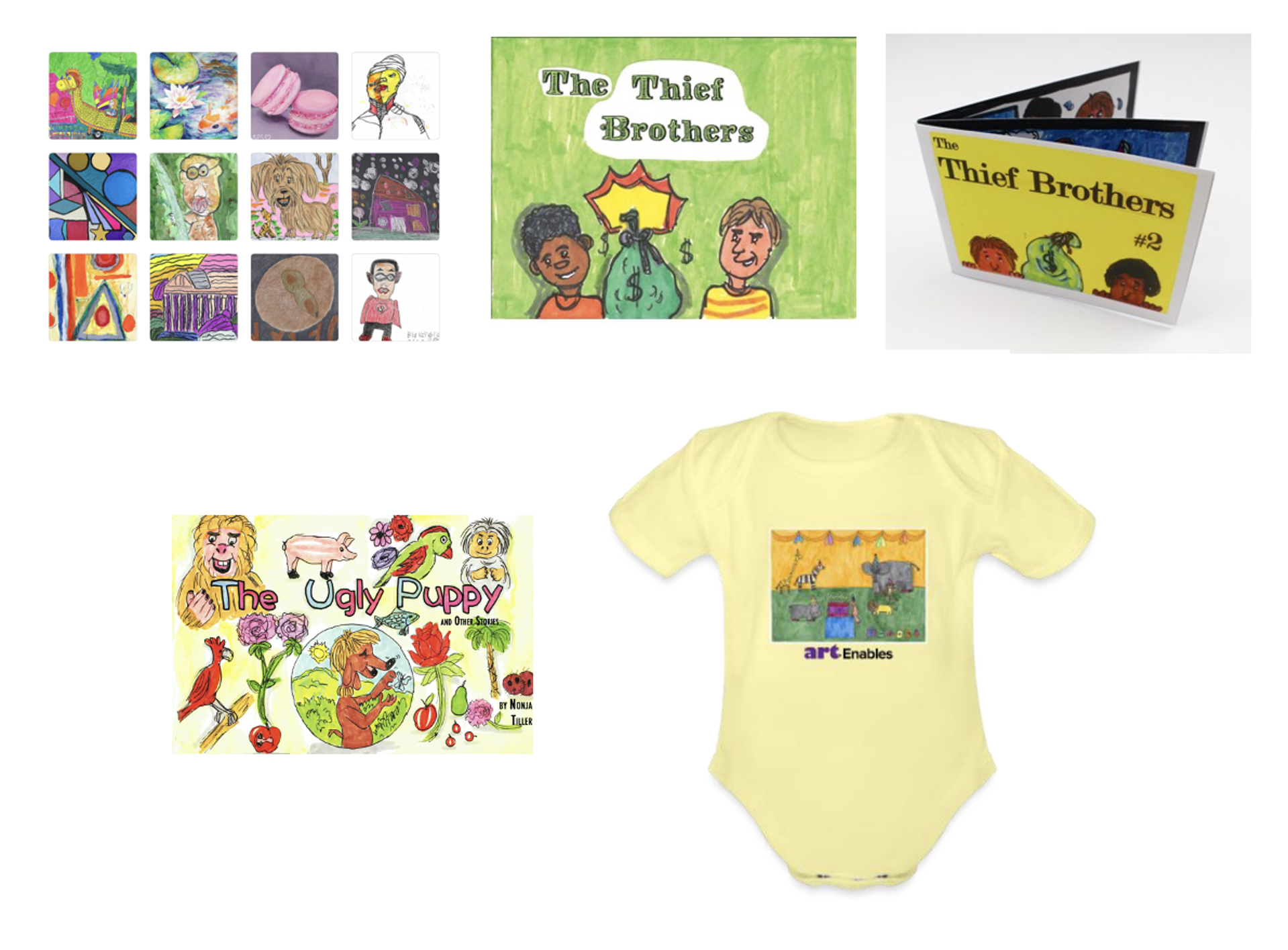Little One's Library (with animal birthday onesie) by Art Enables Merchandise