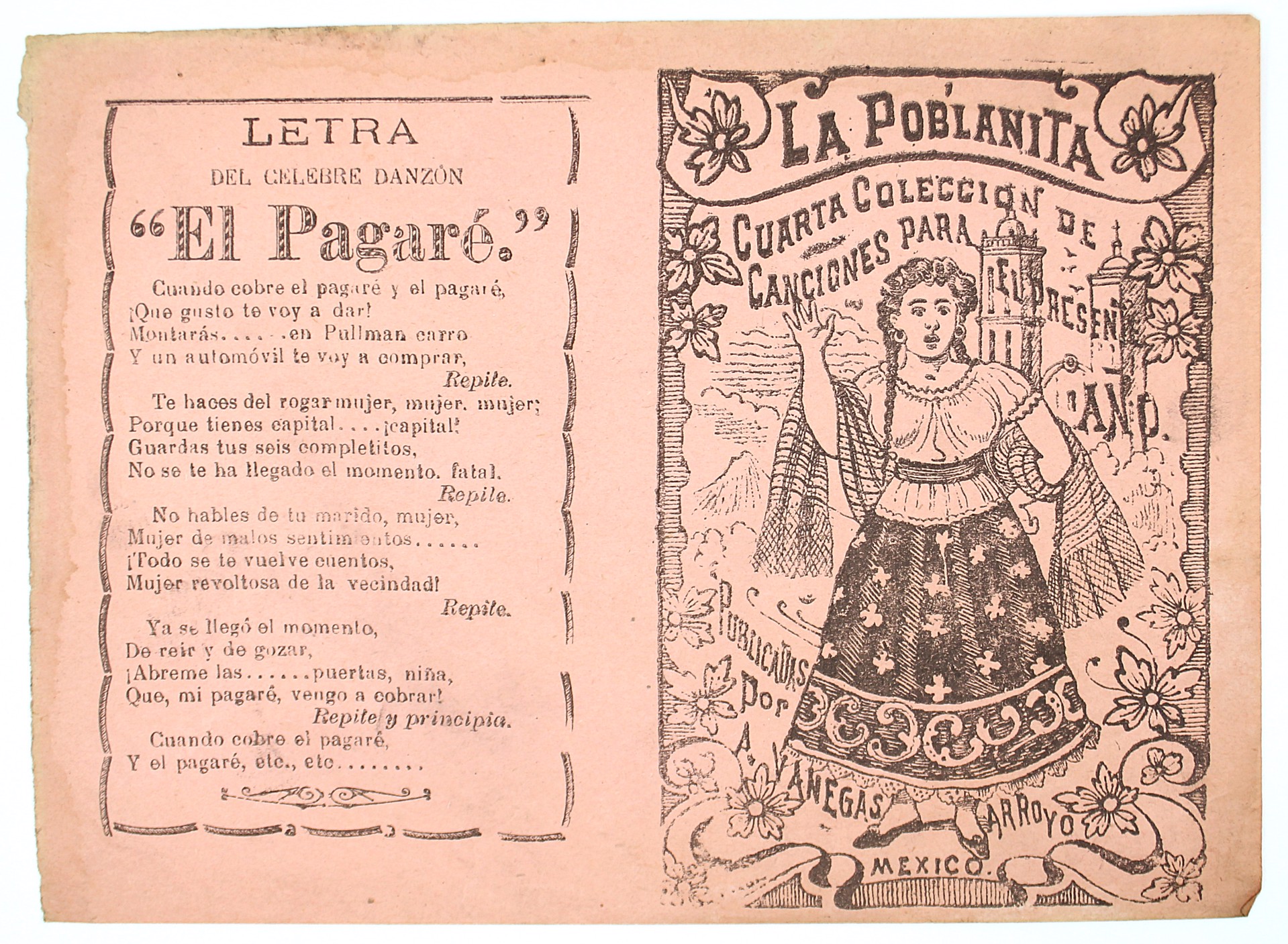 La Poblanita. Cuarta Colección de canciones para el presente ano. by José Guadalupe Posada
