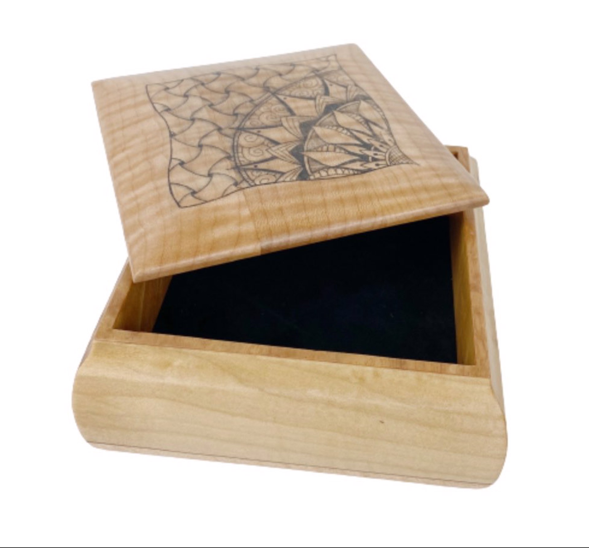 Maple Box with Design and Leather Lining by Vern Bonham