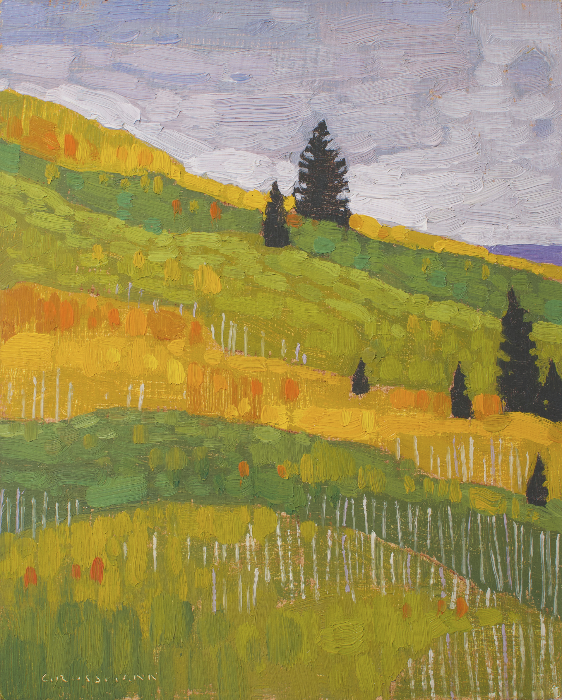 Pine Trees and Autumn Hill Colors by David Grossmann