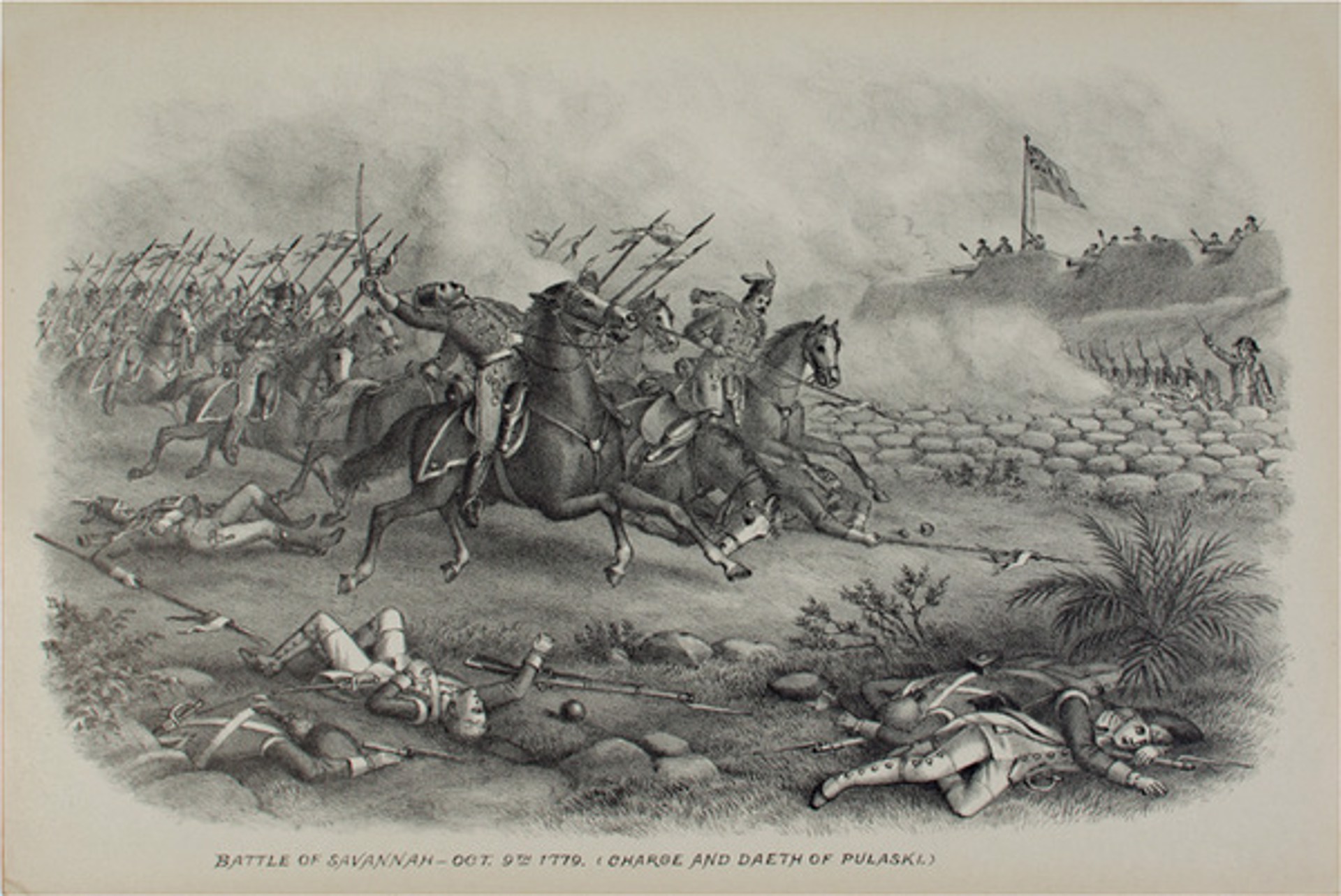 Battle of Savannah, Oct. 9th, 1779/Charge/Death Pulaski by Kurz & Allison
