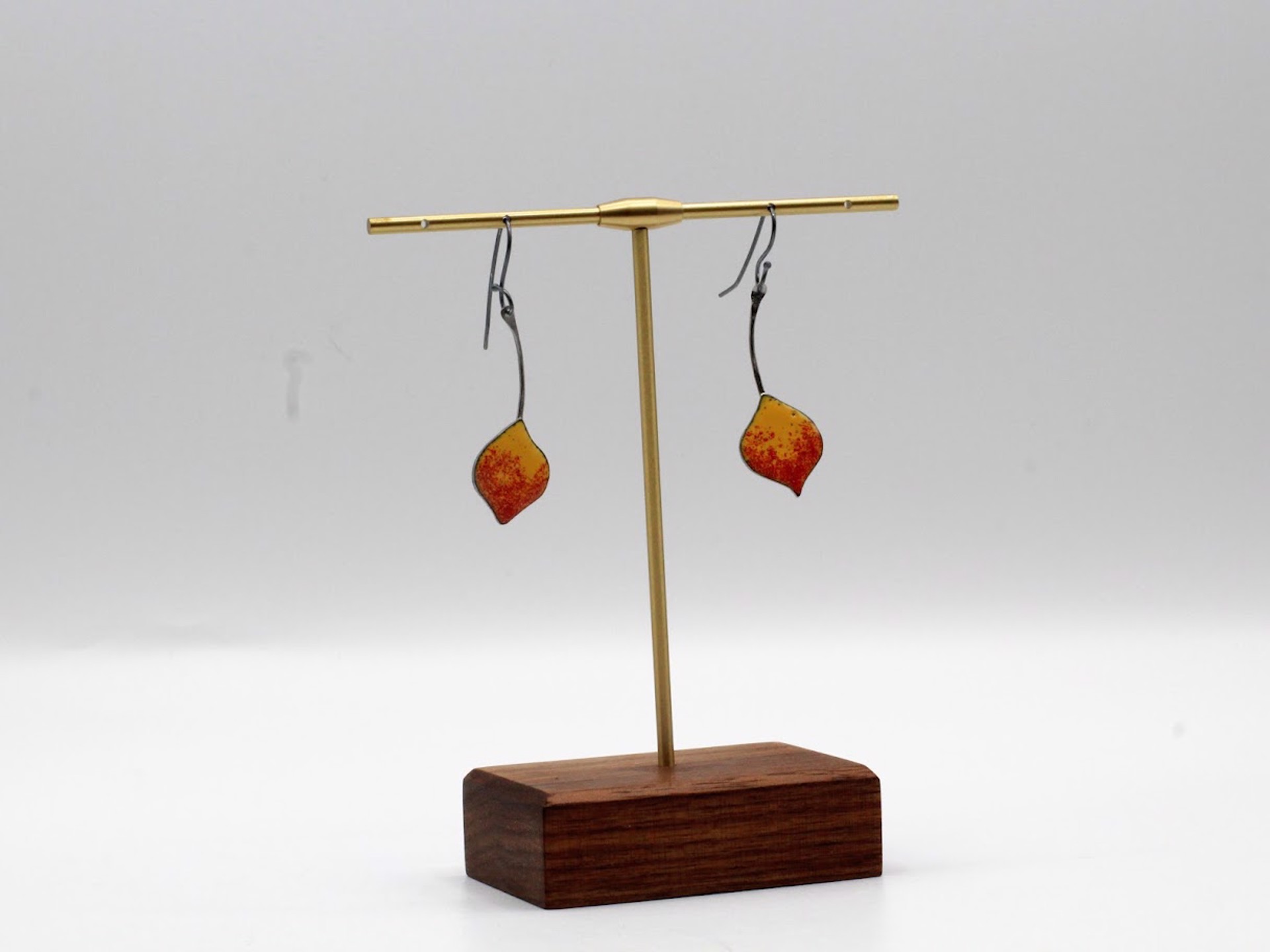 Quaking Aspen Earrings - Enameled Reclaimed Steel (Red/Yellow) by April Hale