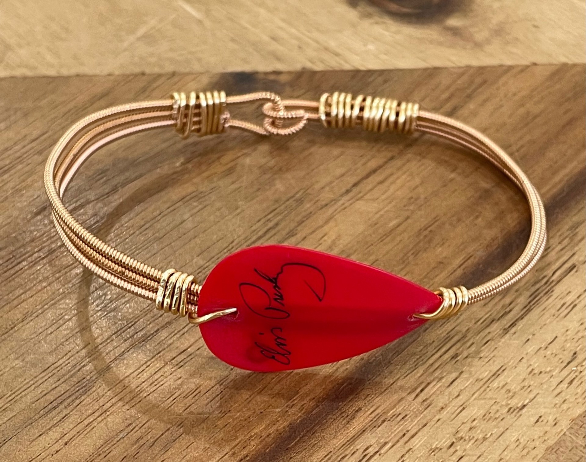 Red Elvis Guitar Pick Bracelet by String Thing Designs