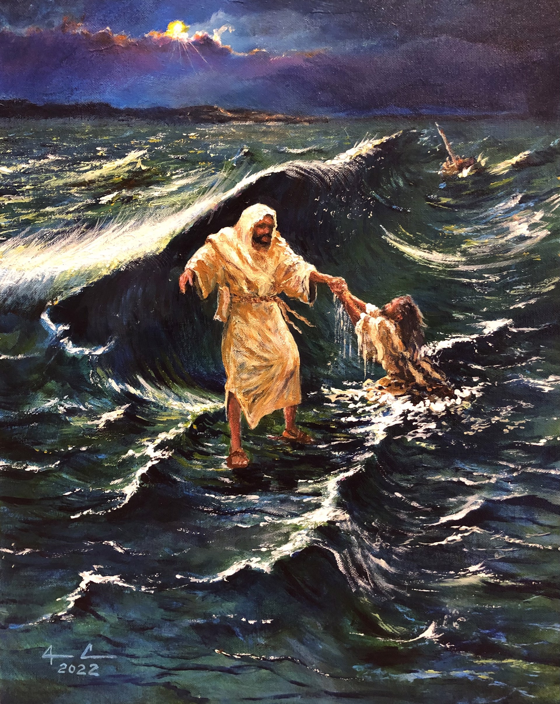 Jesus Rescues Peter by James Conner