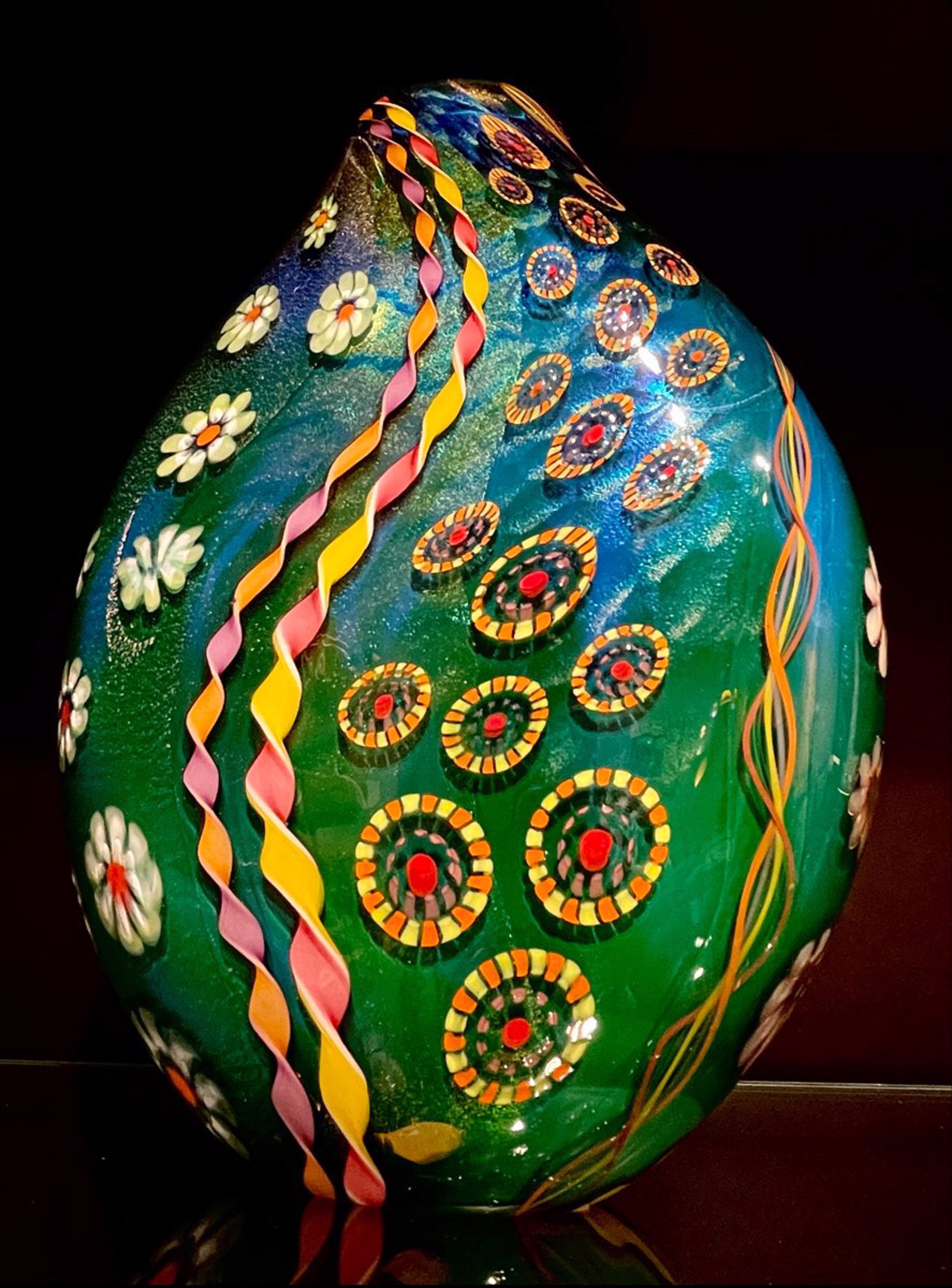 Aquarium Pouch Vase - Aqua and Emerald by Ken Hanson & Ingrid Hanson