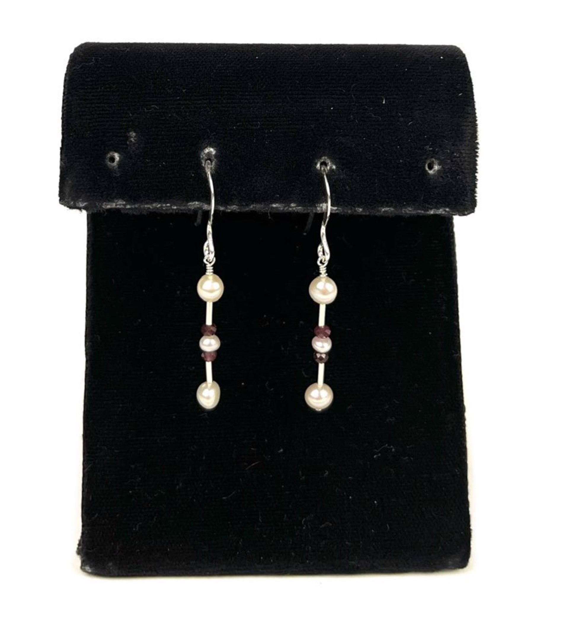 Red Garnet, Freshwater Pearl and 14K GF Earrings by Lisa Kelley