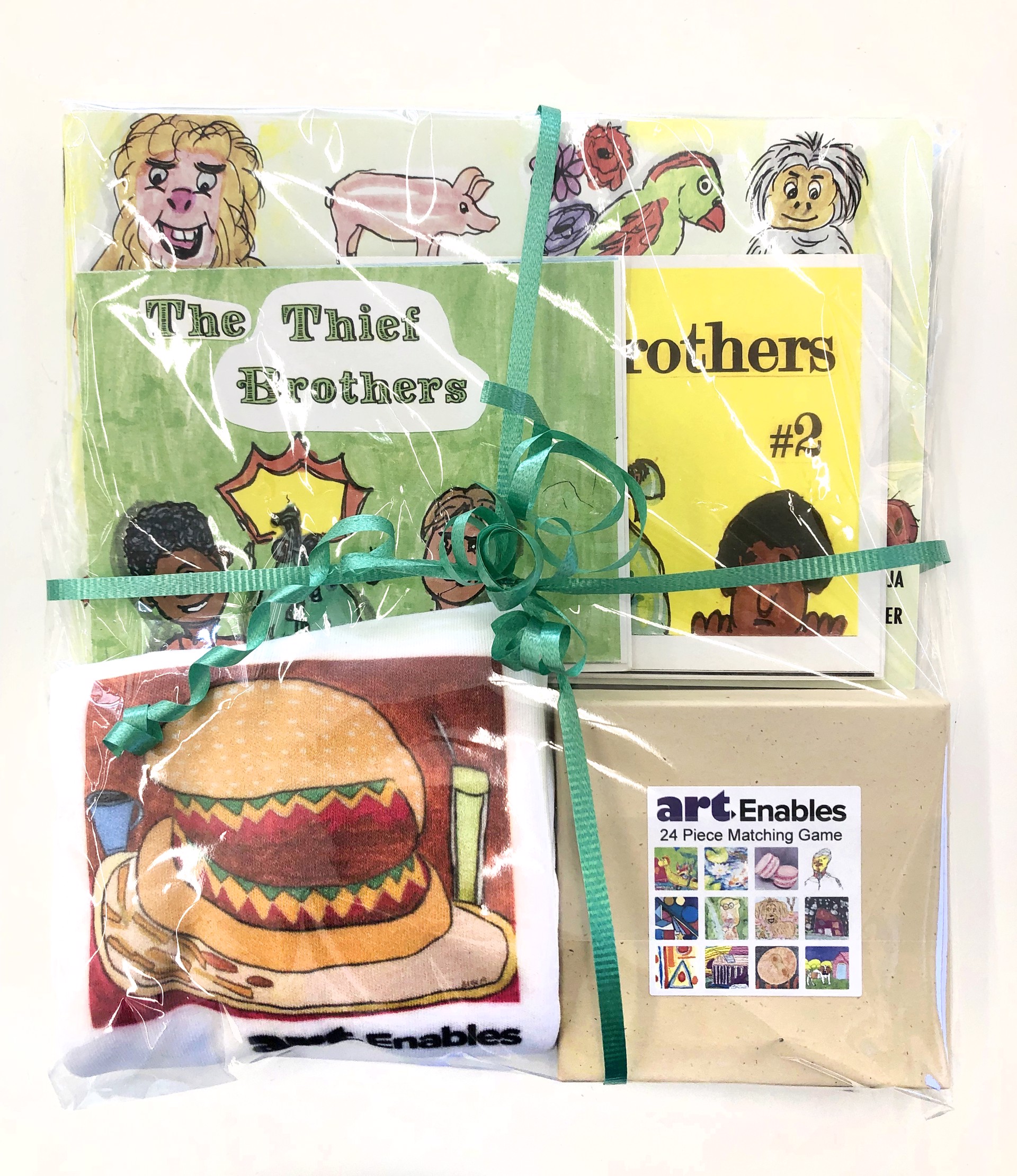 Little One's Library (with cheeseburger onesie) by Art Enables Merchandise