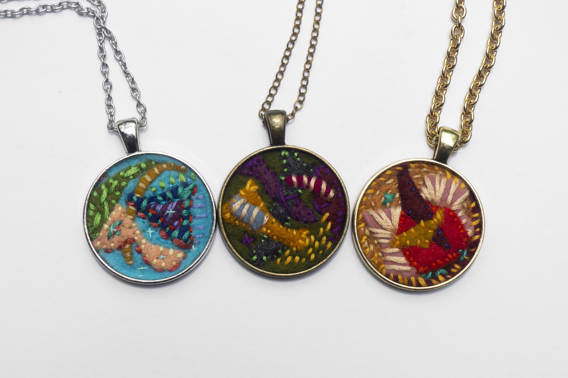 Embroidered Pendants by Hattie Lee