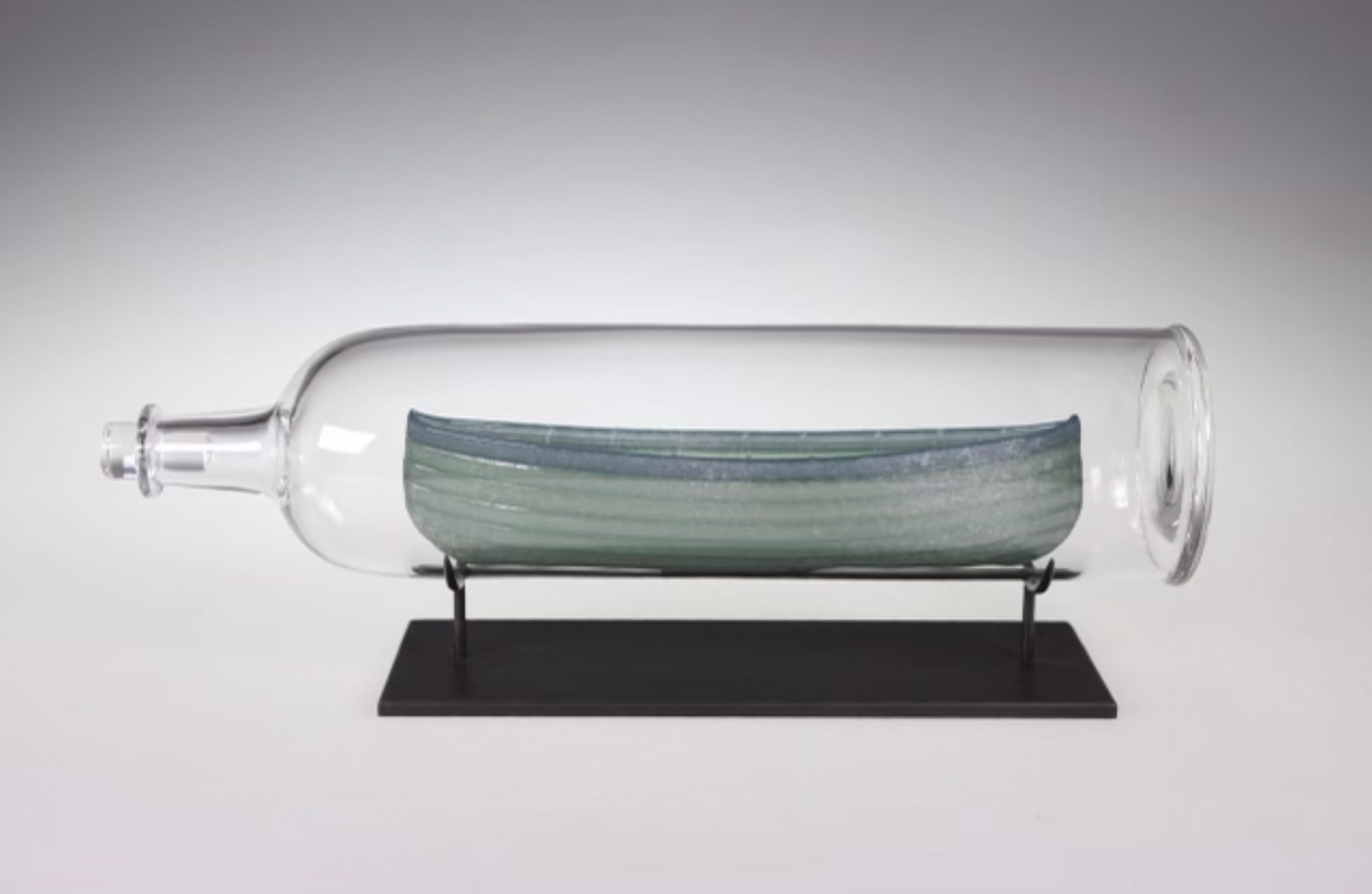 Lifeboat in a Bottle (Green with Blue Rail) by Marc Petrovic