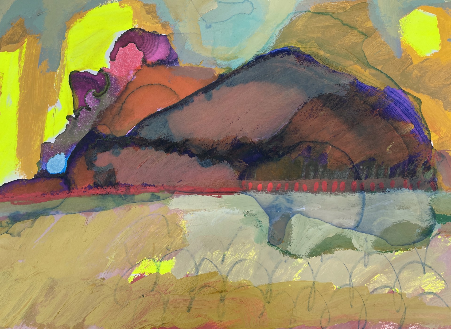 Mauve Mountains with Shafts of Light by Rachael Van Dyke
