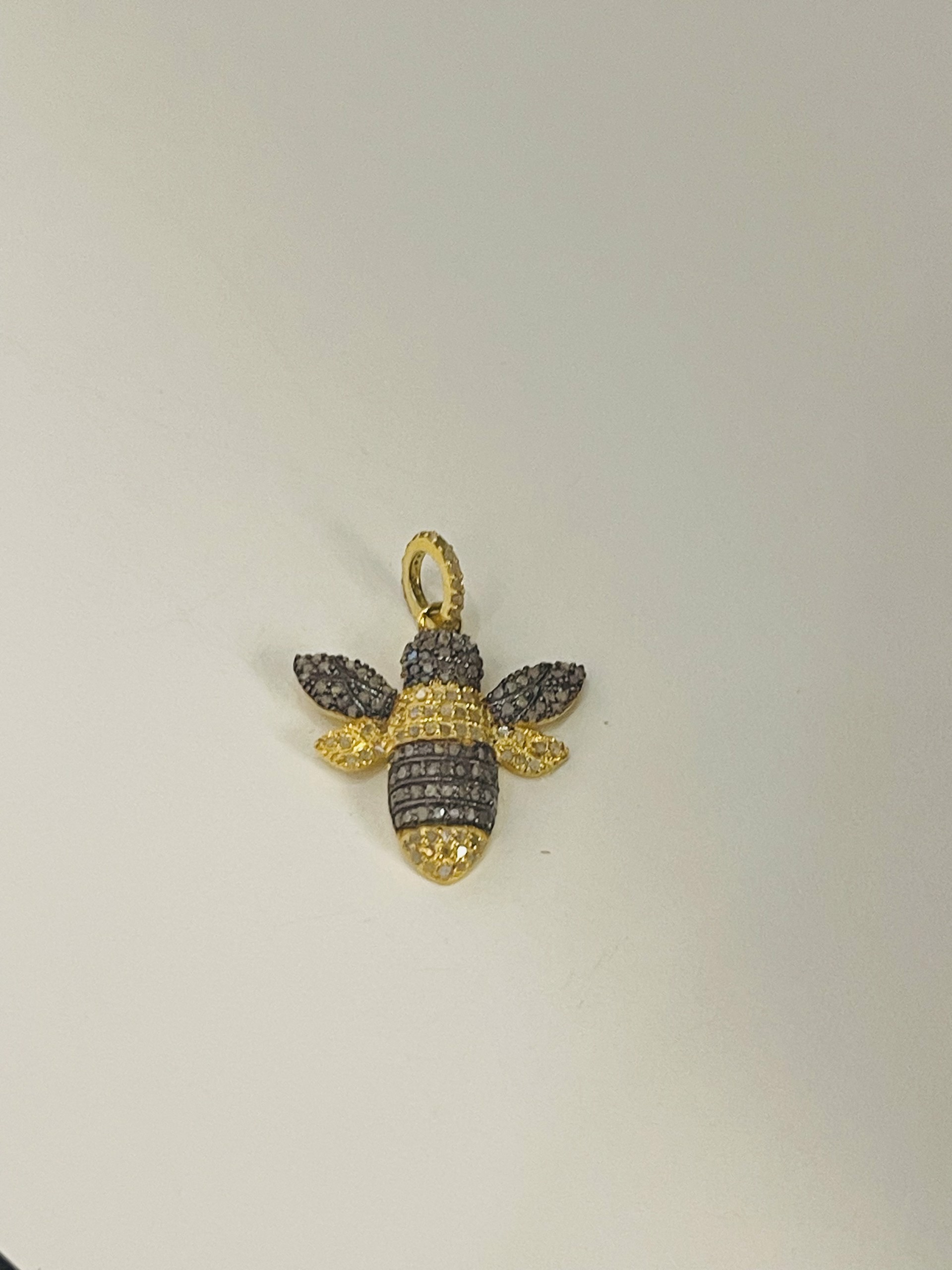 Black and Gold Pave Diamond Bee Pendant by Karen Birchmier