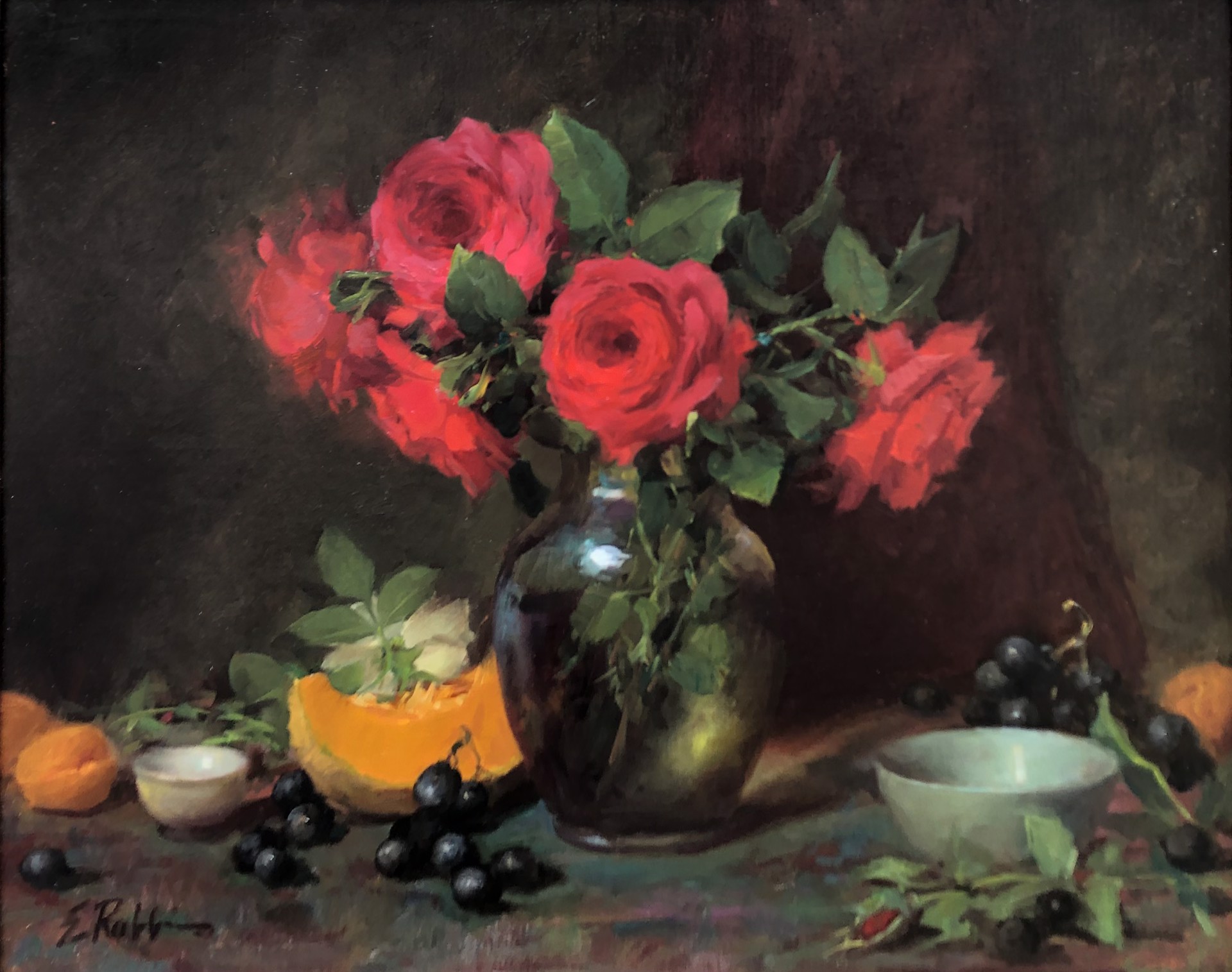 Cocoa Roses in Glass by Elizabeth Robbins