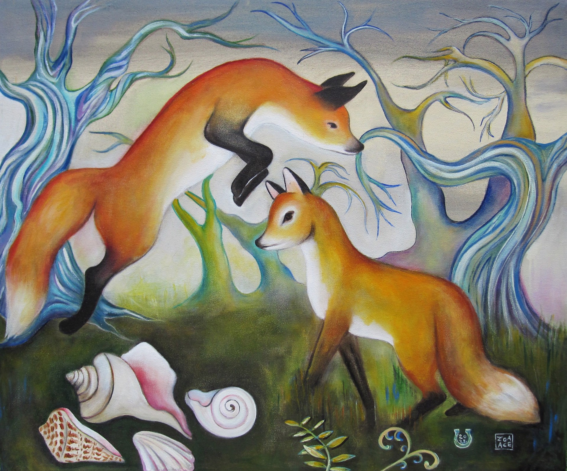 Foxes with Shells by Zoa Ace