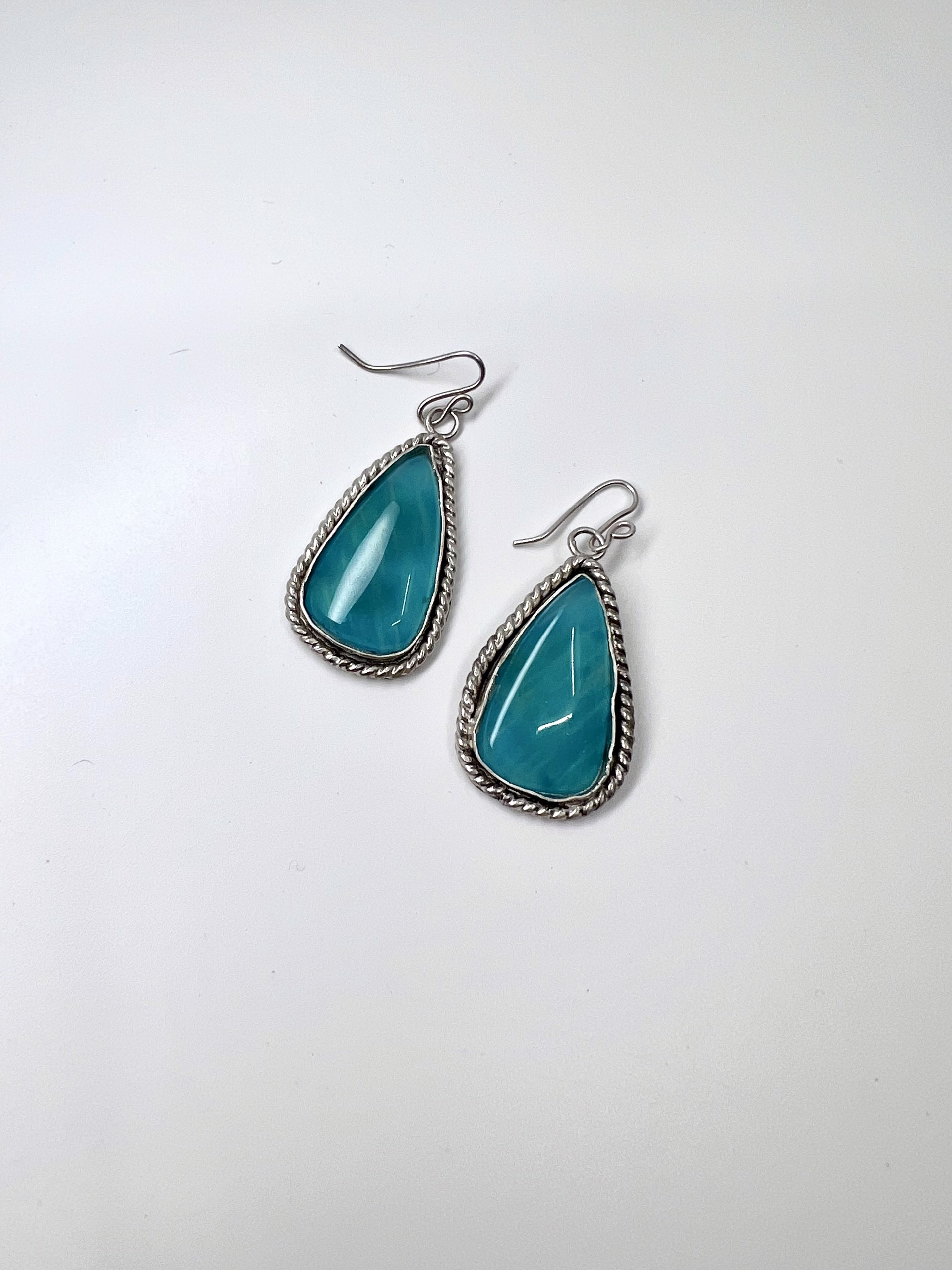 4781 Amazonite with Silver Rope Earrings by Suzanne Brown