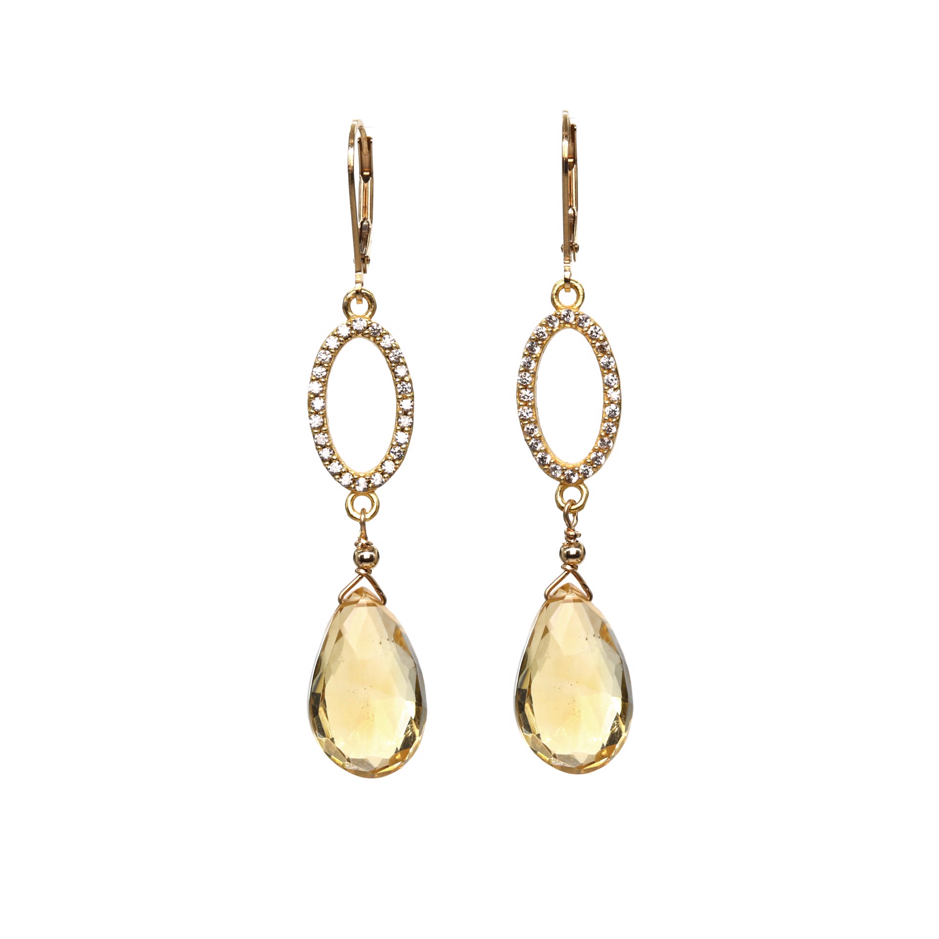 MLJ-3364-E- Faceted Citrine Briolettes on ovals In 14K Gold-filled and Gold vermeil by Melinda Lawton Jewelry