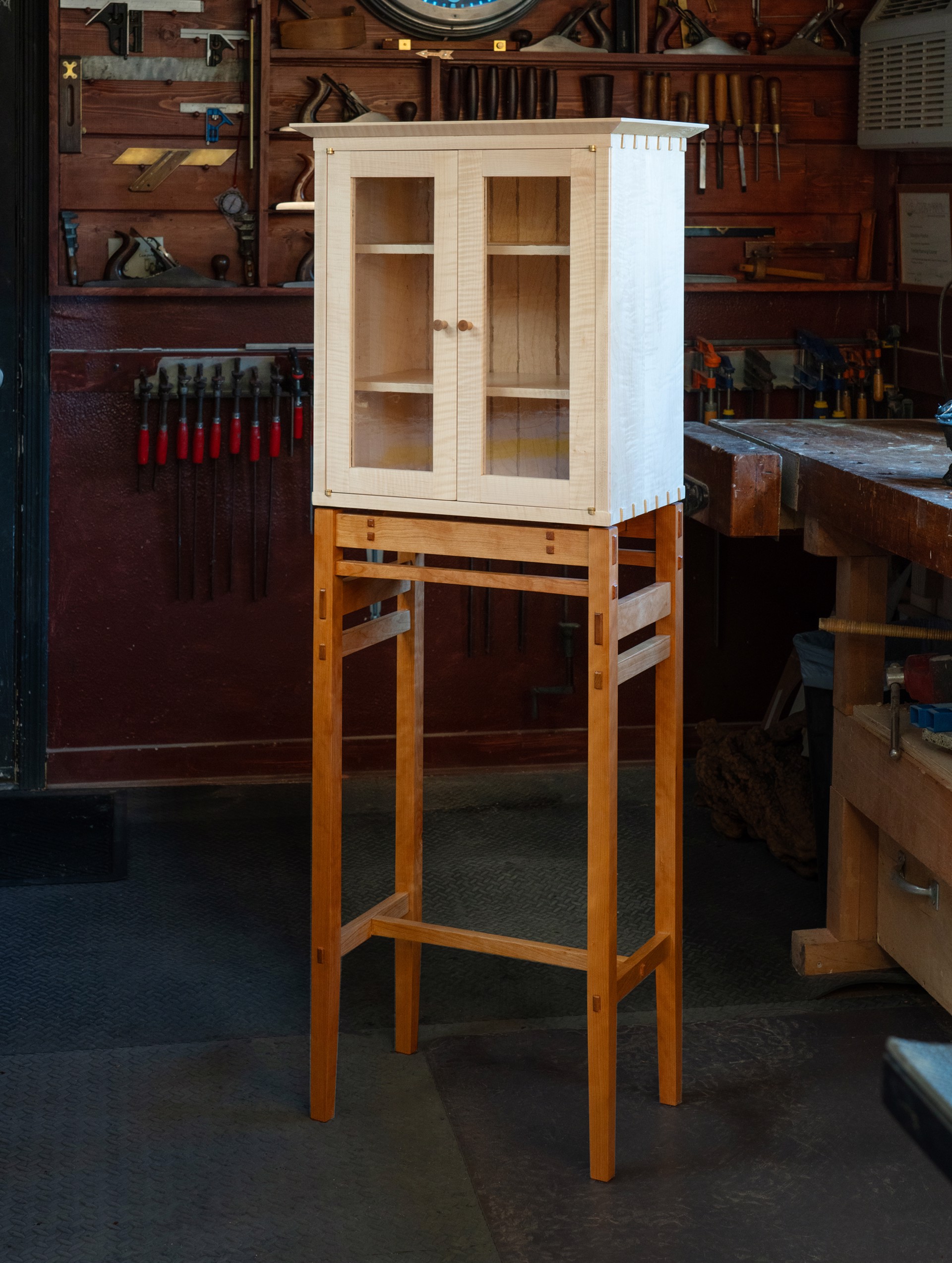 Curley Maple Tall Cabinet by Douglas Foulke
