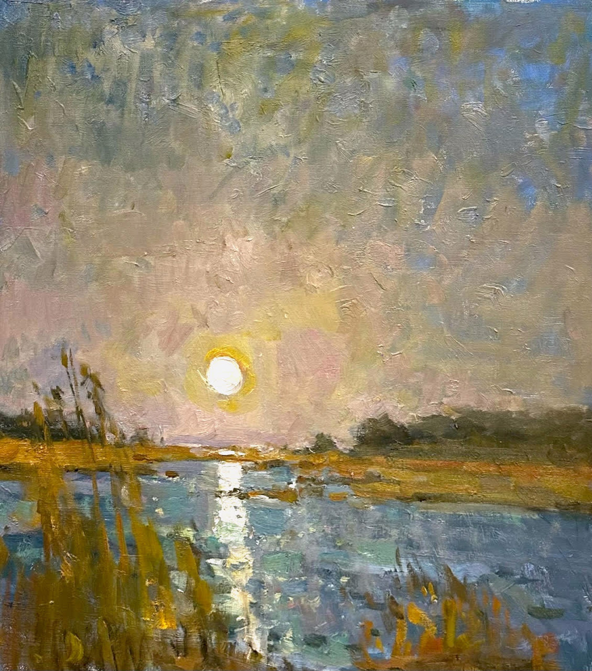 Golden Moonrise Marsh by Richard Oversmith