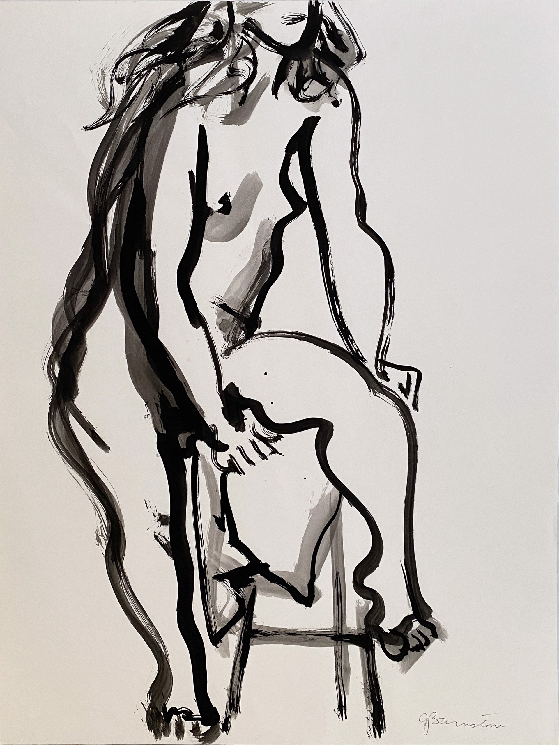 Female Nude with Raised Leg by Gertrude Barnstone