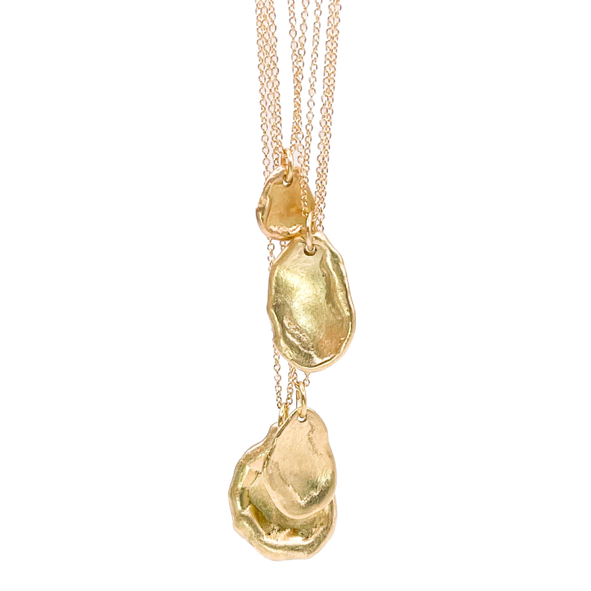 LHN10- SM Melted Teardrop Pendant on chain, 18k, 18" by Leandra Hill