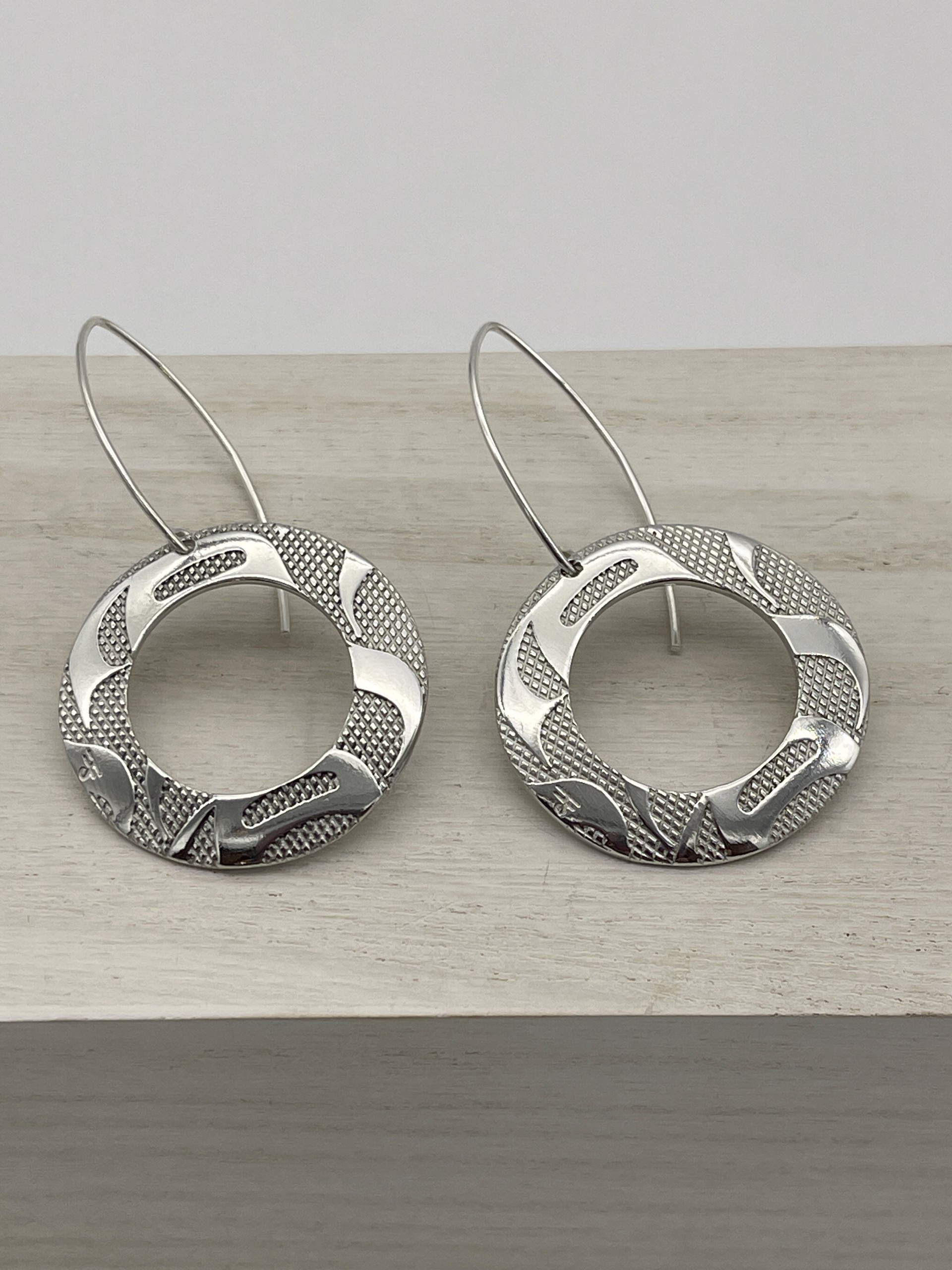 Silver Pewter Equilibrium Earrings Grande by Corrine Hunt