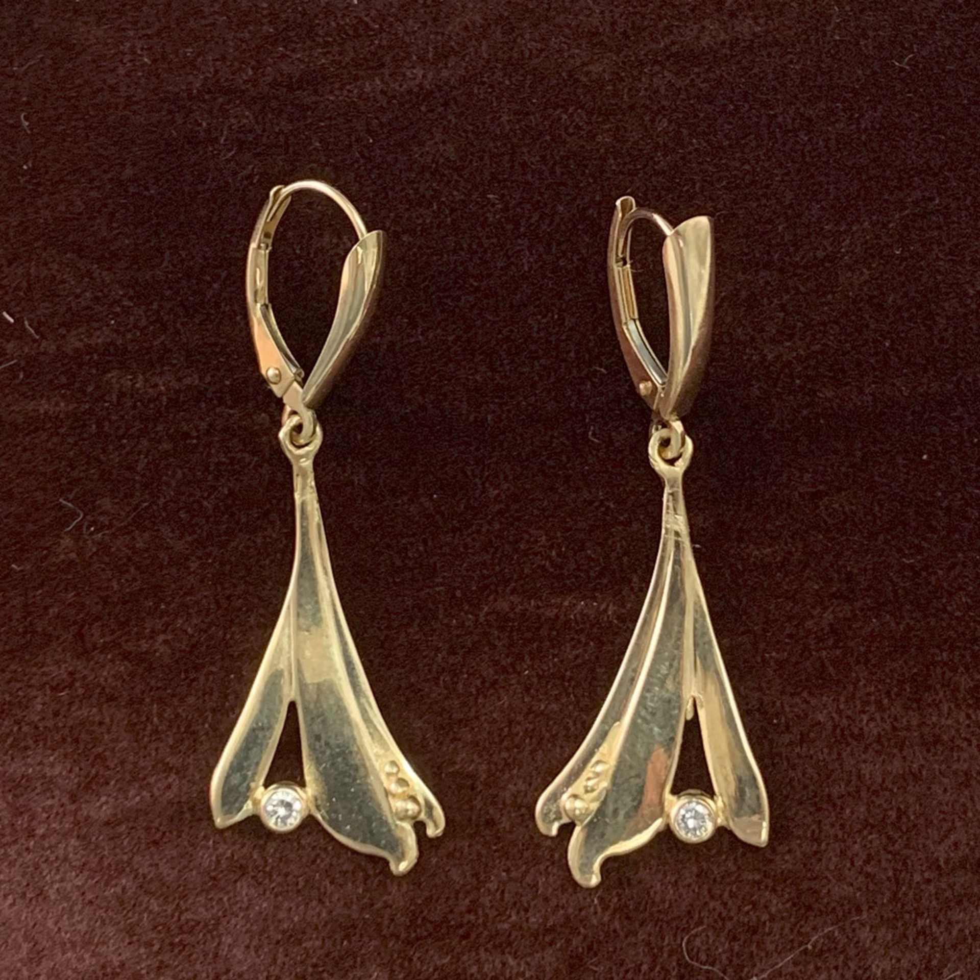 Flaming Iris Leverback Earrings by Sharon Amber