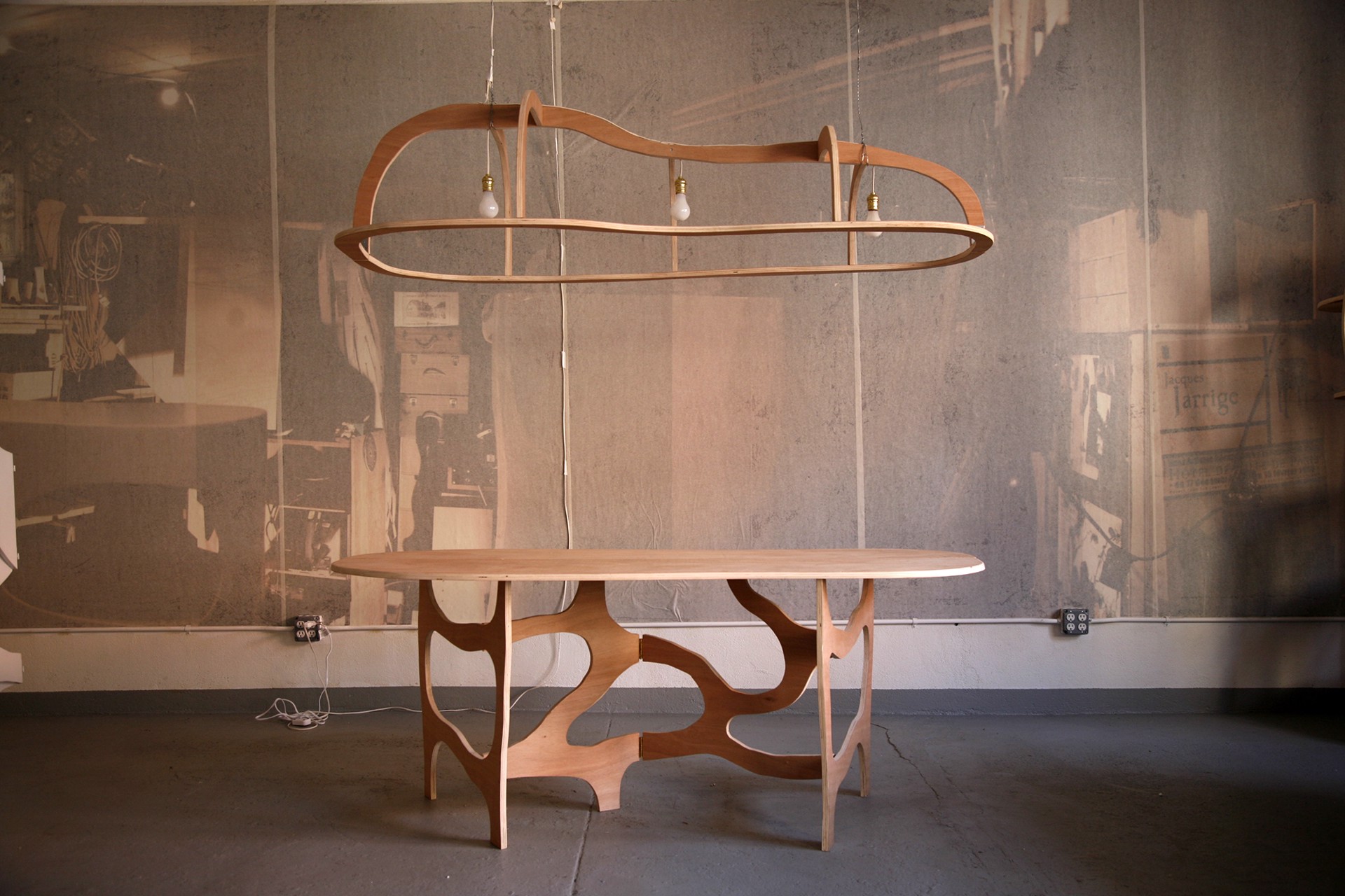 "Meanders" Console Table and Light  by Jacques Jarrige
