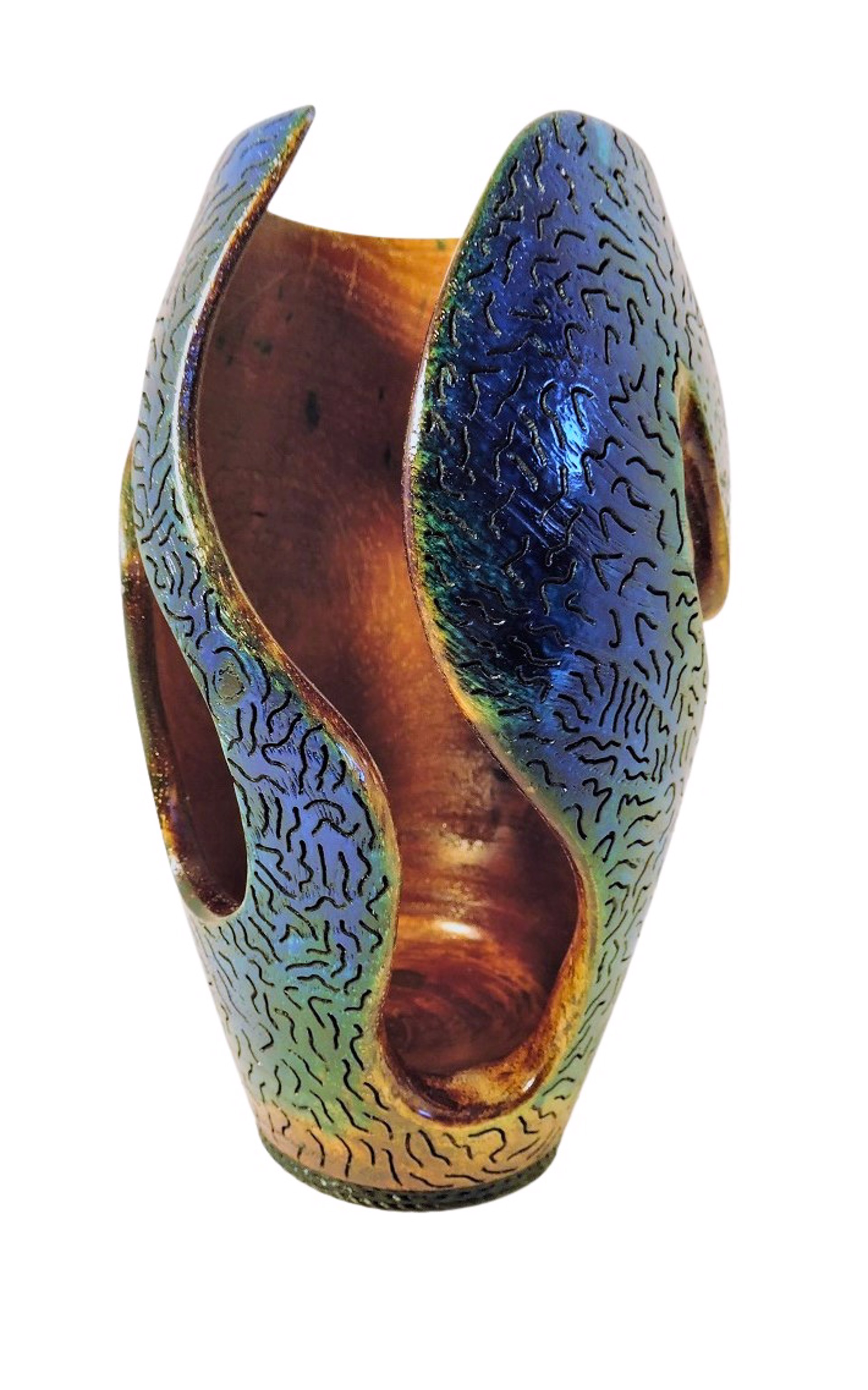 Ocean Sculptured Vase by Jim Scott