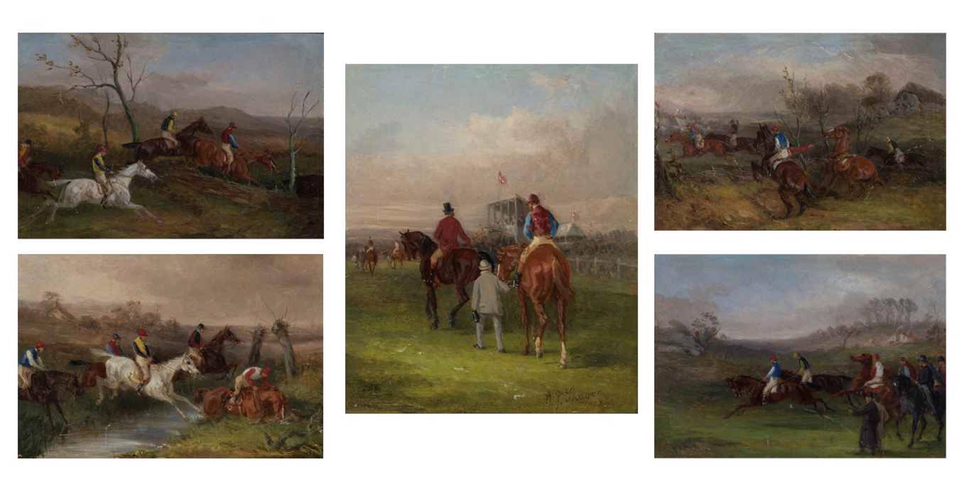 Steeplechasing, a set of five by William Joseph Shayer