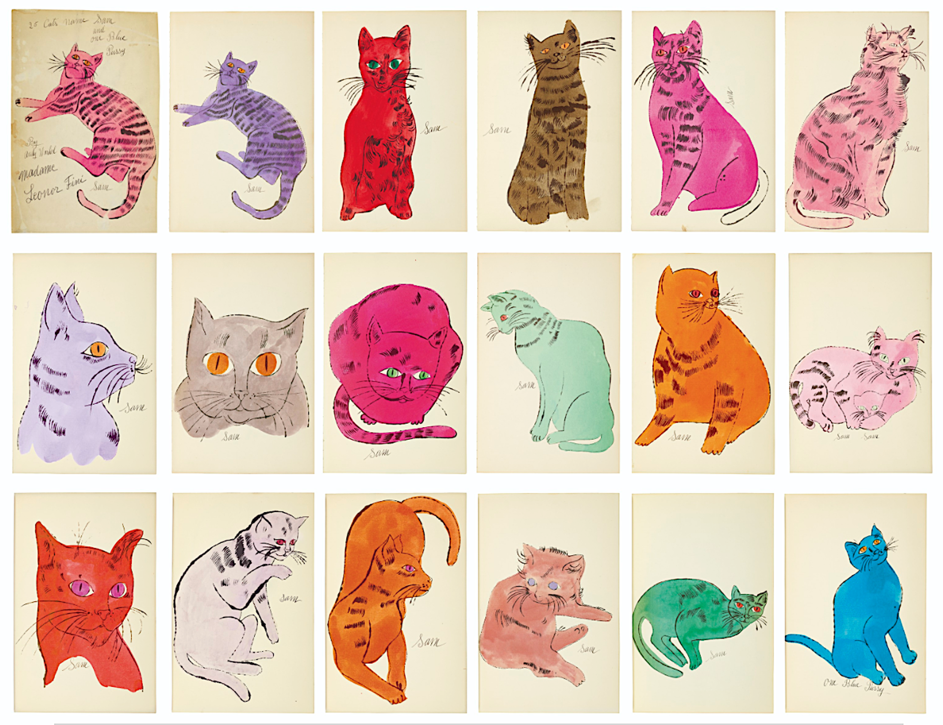 25 Cats Name(d) Sam and One Blue Pussy (complete intact book of watercolors) by Andy Warhol