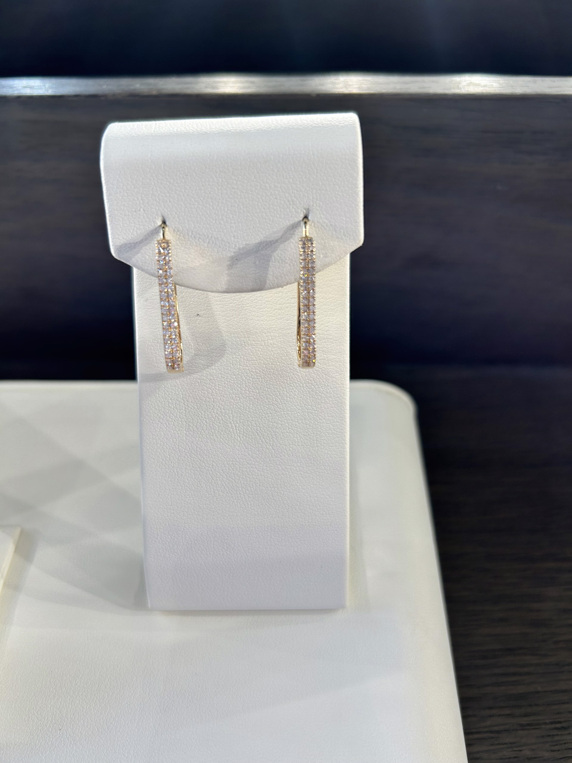 KB-E7 14k gold paper clip earrings with pave diamonds by Karen Birchmier