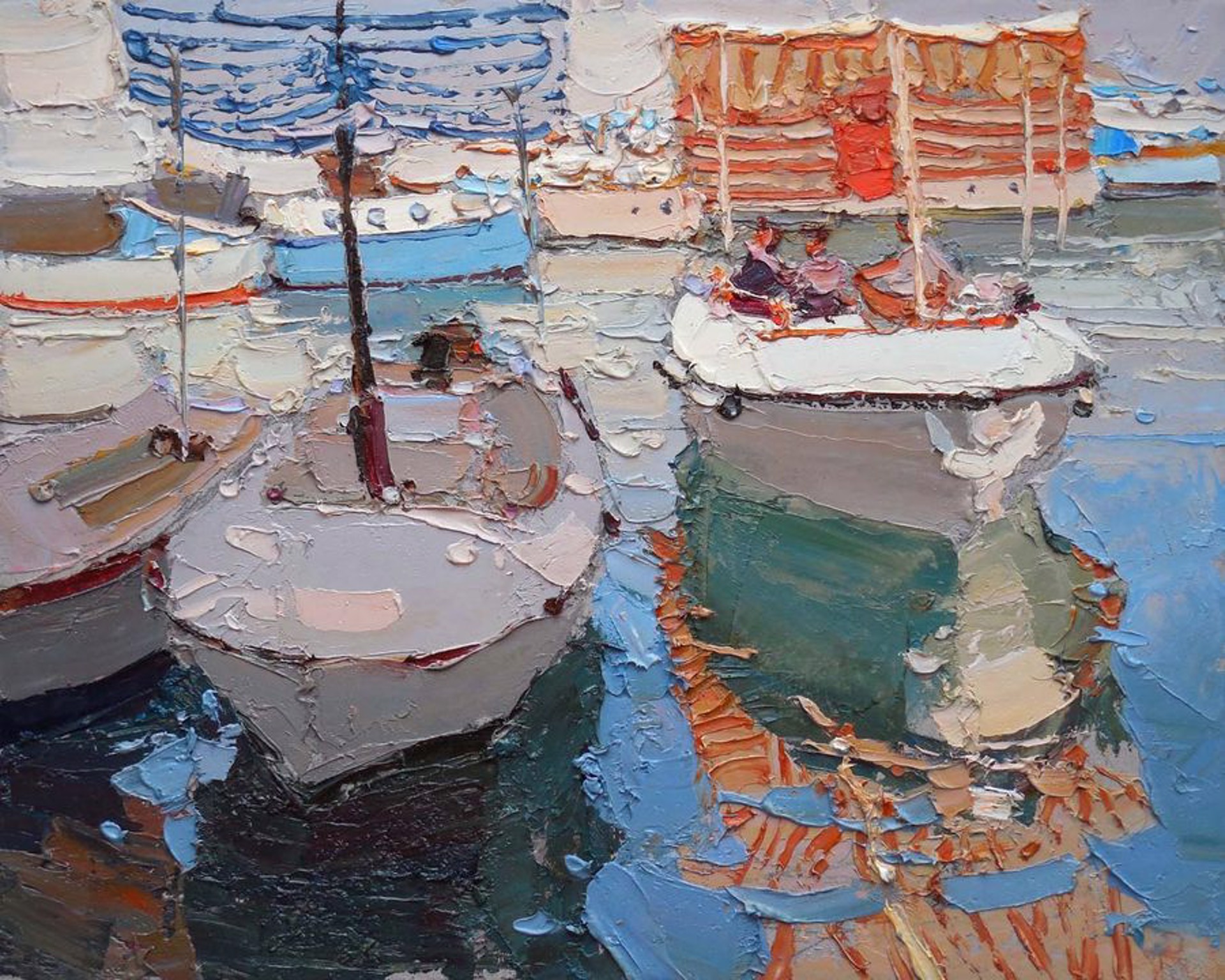 Boats, Striped Sails by Daniil Volkov
