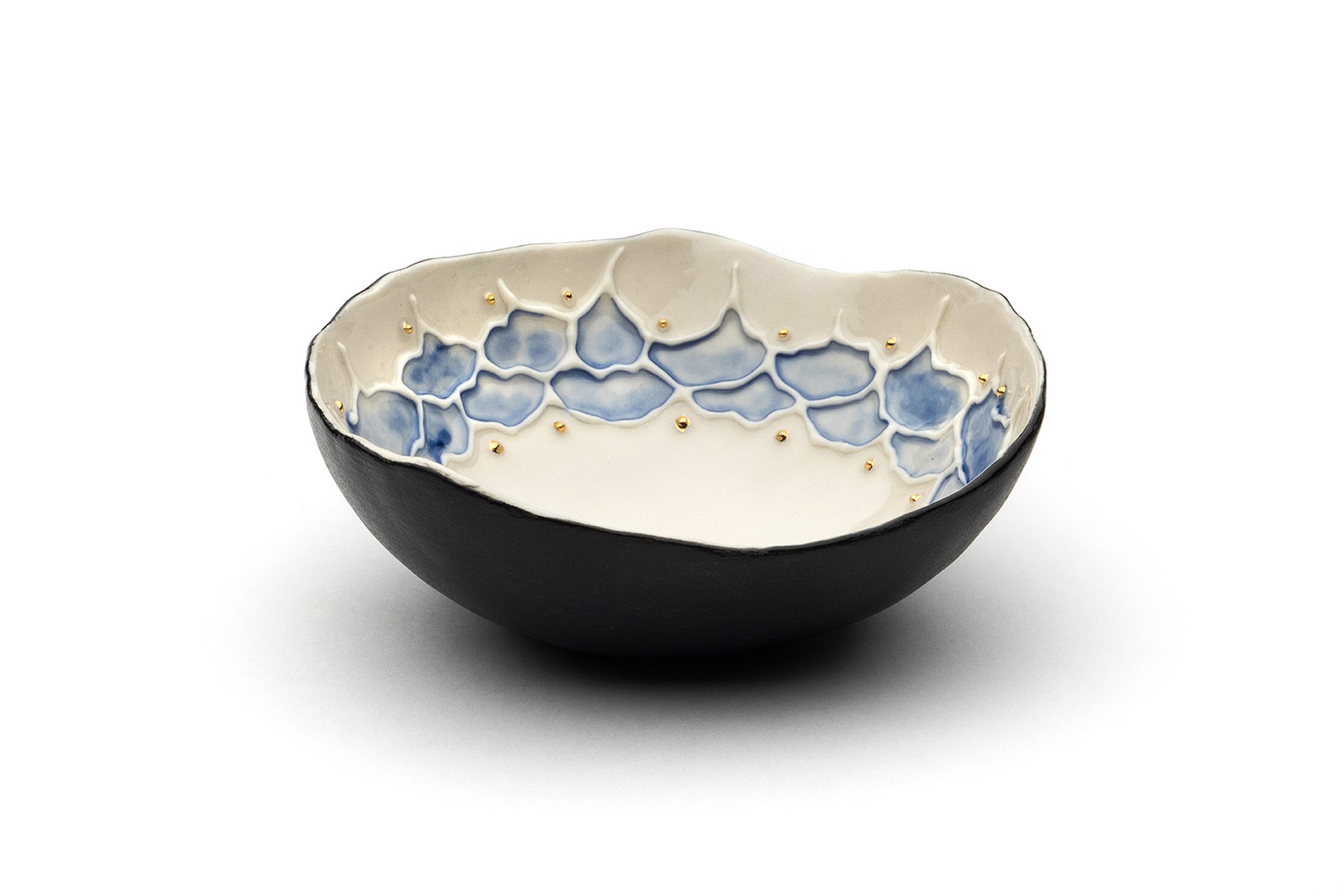 Medium Blue & Black Bowl (31) by Maria Bruckman